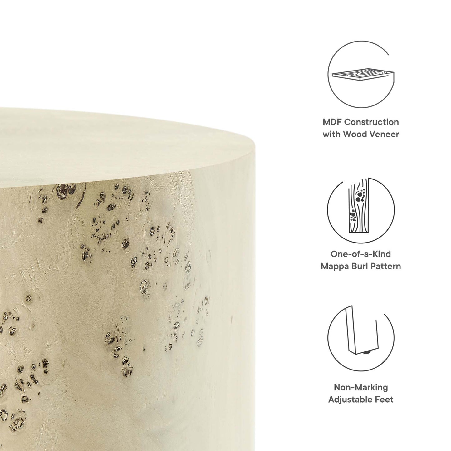 Cosmos 16" Round Burl Wood Side Table by Modway EEI-6271-BLB