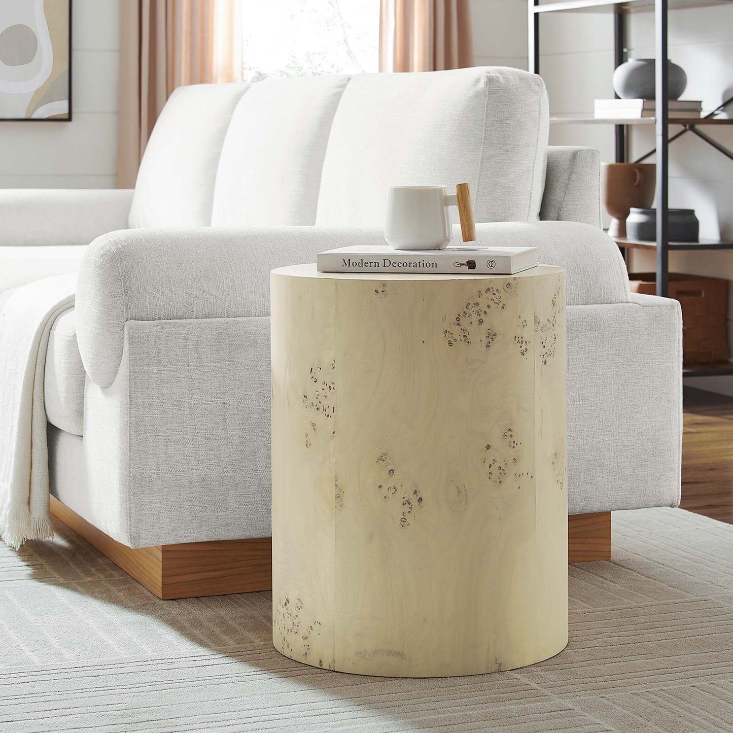 Cosmos 16" Round Burl Wood Side Table by Modway EEI-6271-BLB