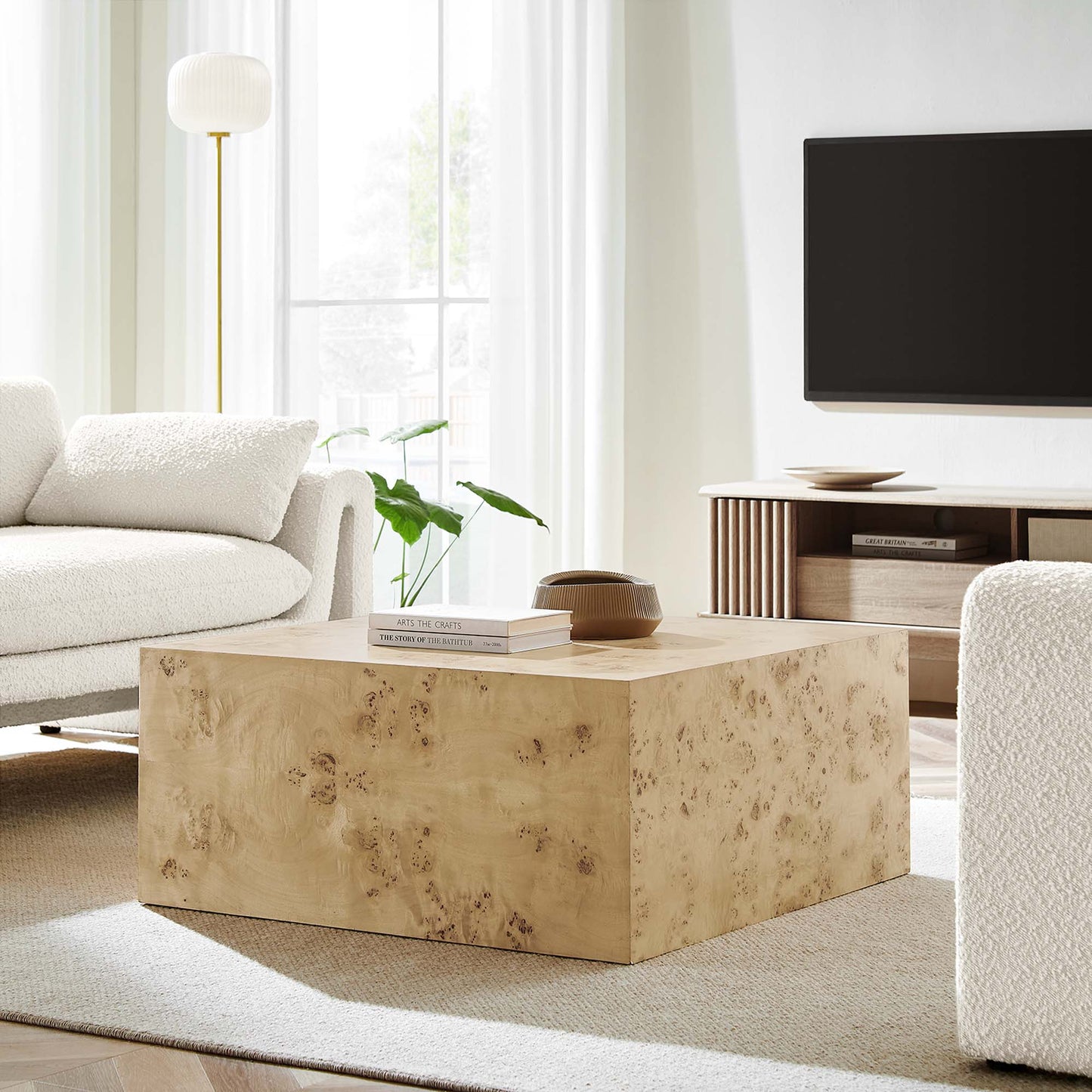Cosmos 36" Square Burl Wood Coffee Table by Modway EEI-6272-NAB