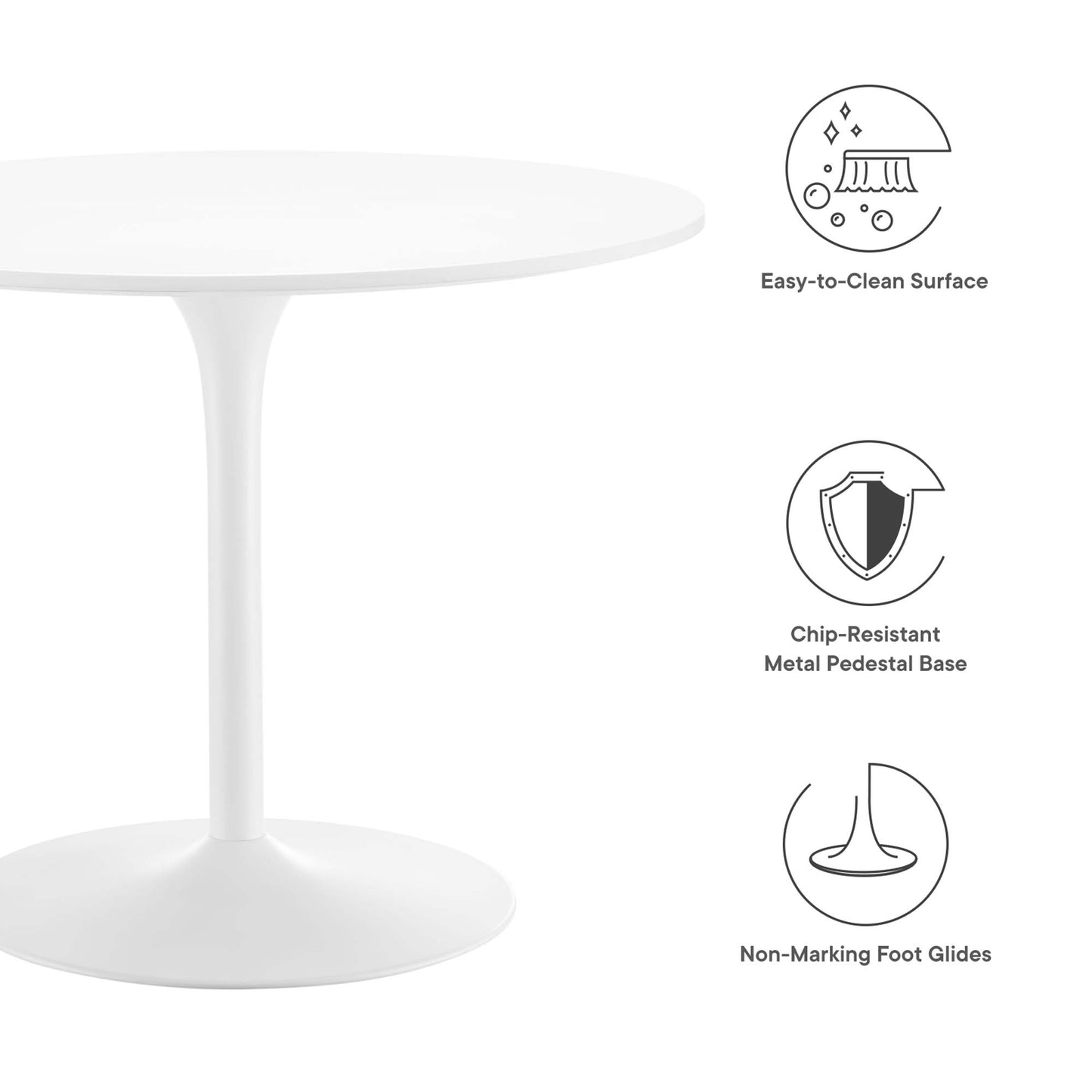 Pursuit 40" Dining Table by Modway EEI-6313-WHI-WHI