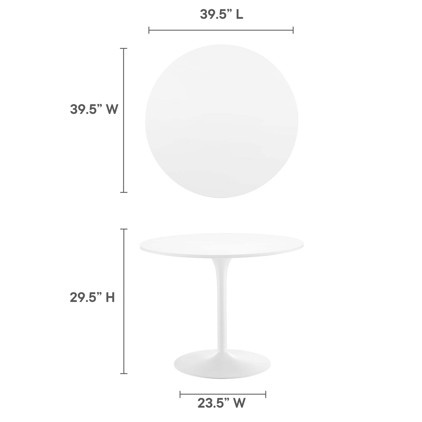 Pursuit 40" Dining Table by Modway EEI-6313-WHI-WHI