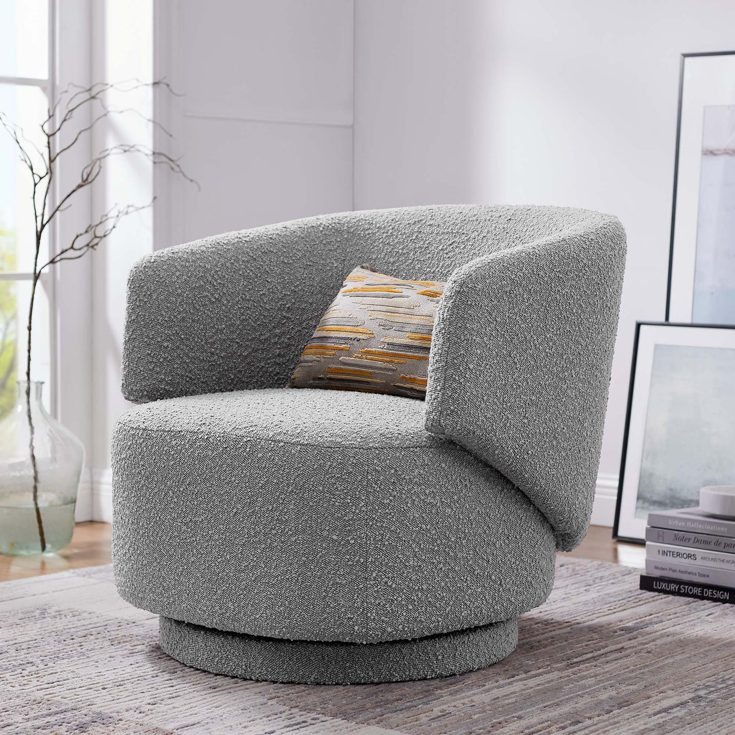 Celestia Boucle Fabric Swivel Chair by Modway