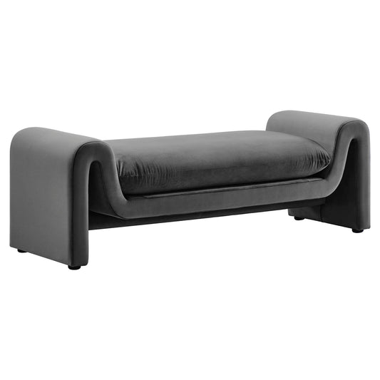 Waverly Performance Velvet Bench by Modway EEI-6380-GRY