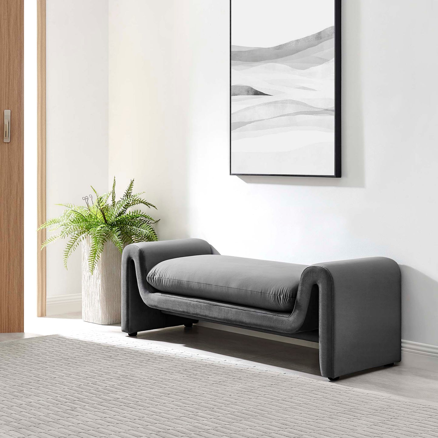 Waverly Performance Velvet Bench by Modway EEI-6380-GRY
