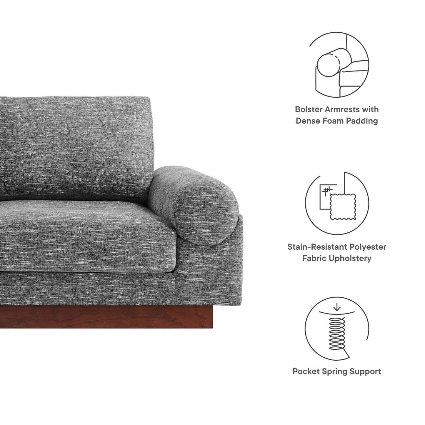 Oasis Upholstered Fabric Sofa by Modway EEI-6401-GRY