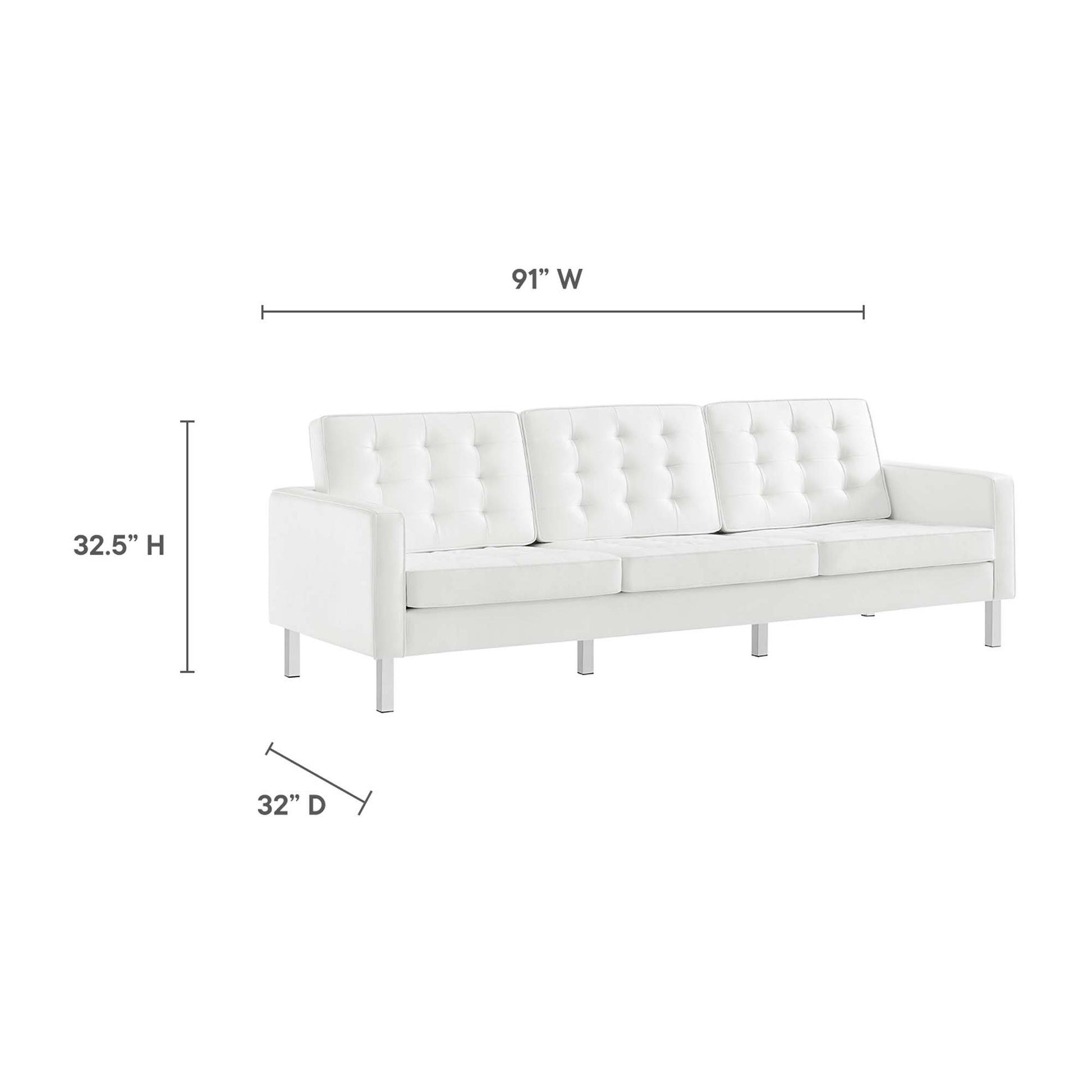 Loft Tufted Vegan Leather Sofa and Ottoman Set by Modway