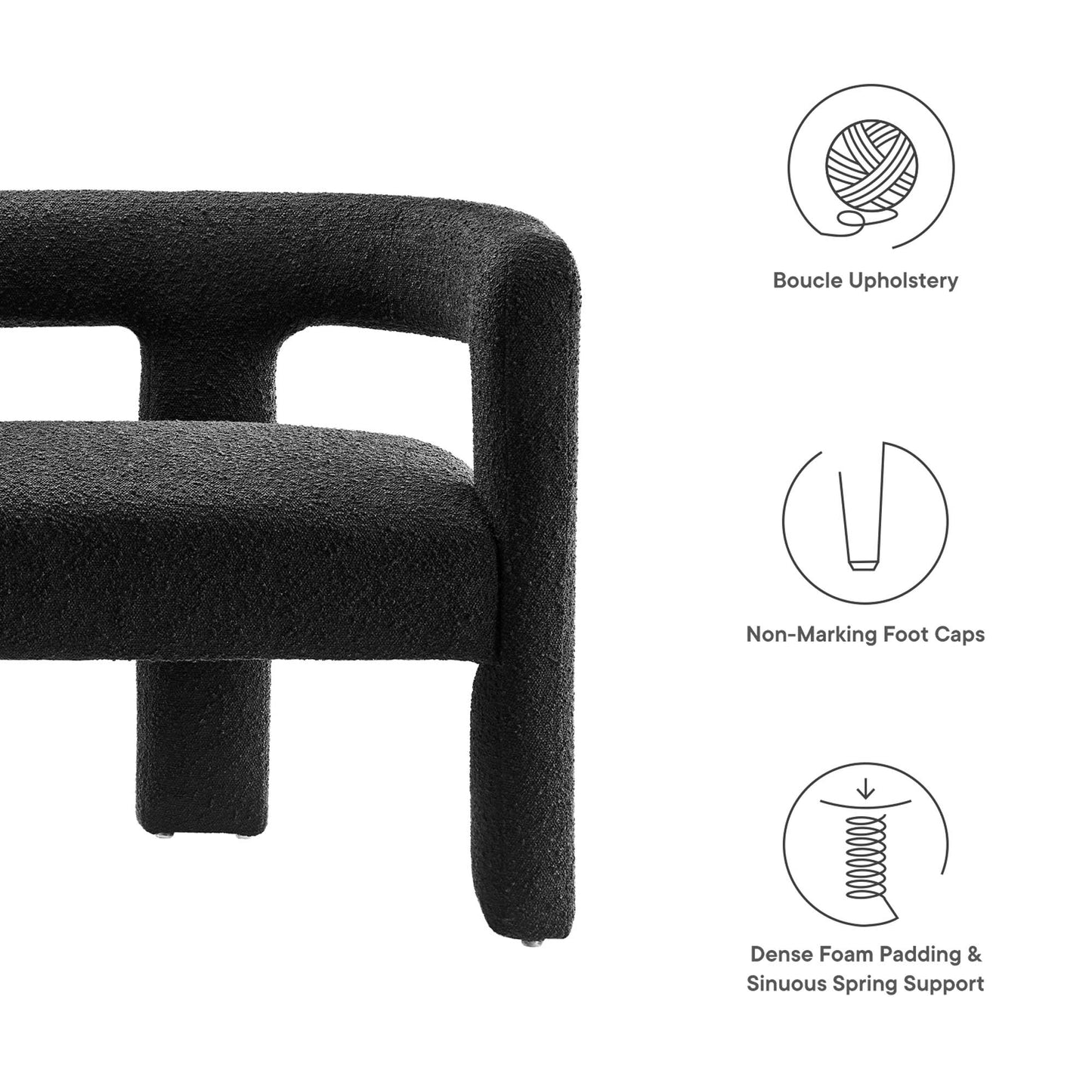 Kayla Boucle Upholstered Loveseat by Modway EEI-6477-BLK