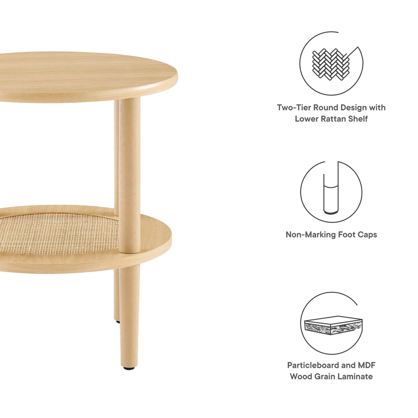 Torus Round Side Table by Modway EEI-6527-OAK