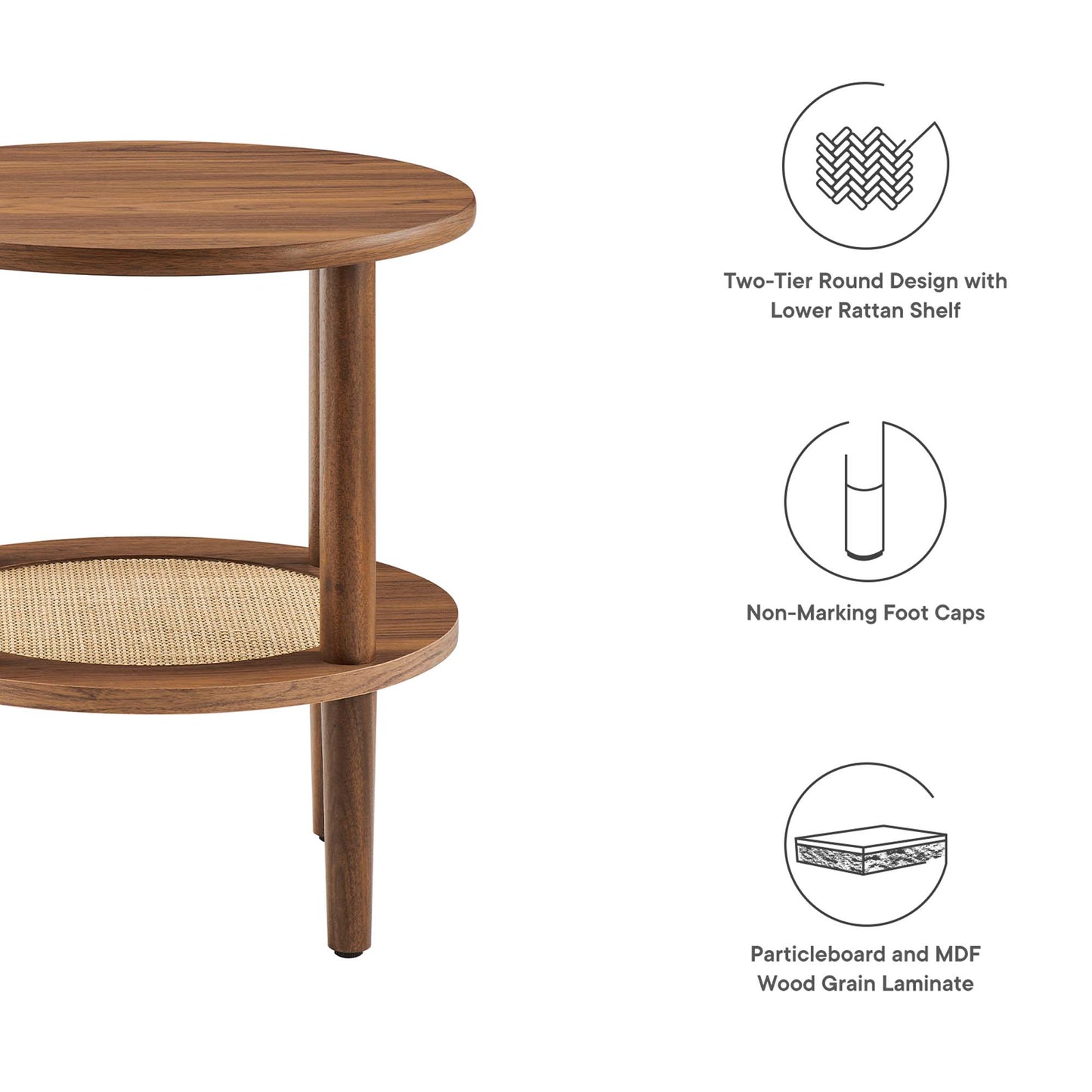 Torus Round Side Table by Modway EEI-6527-WAL