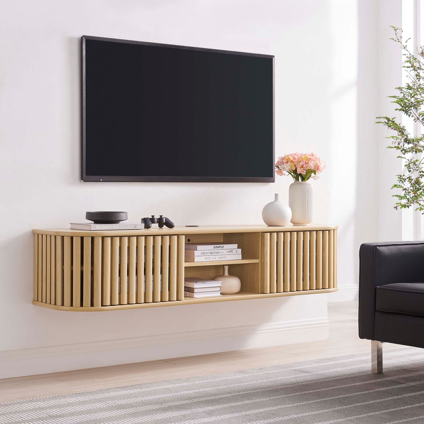 Fortitude 63" Wall-Mounted TV Stand by Modway EEI-6528-OAK