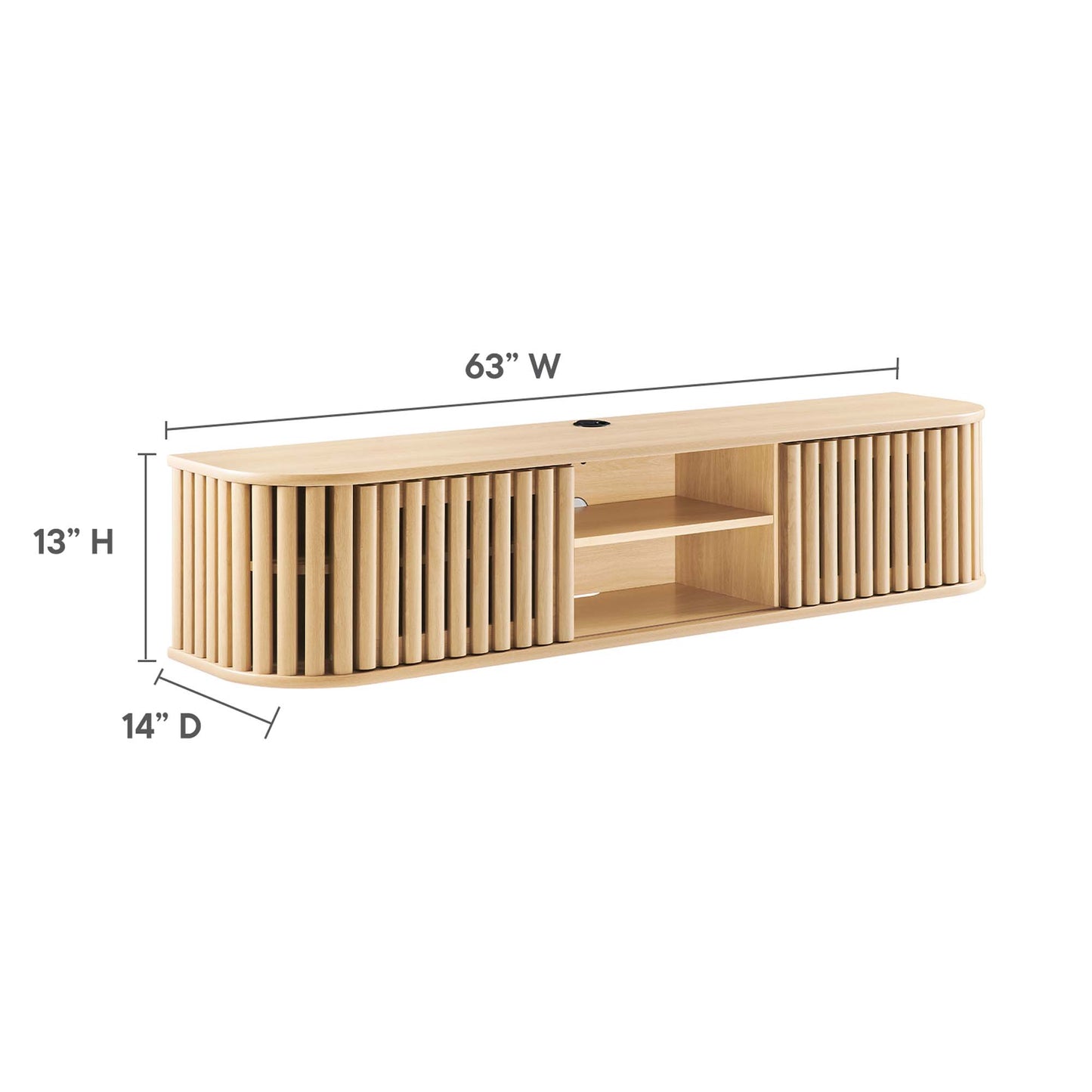 Fortitude 63" Wall-Mounted TV Stand by Modway EEI-6528-OAK