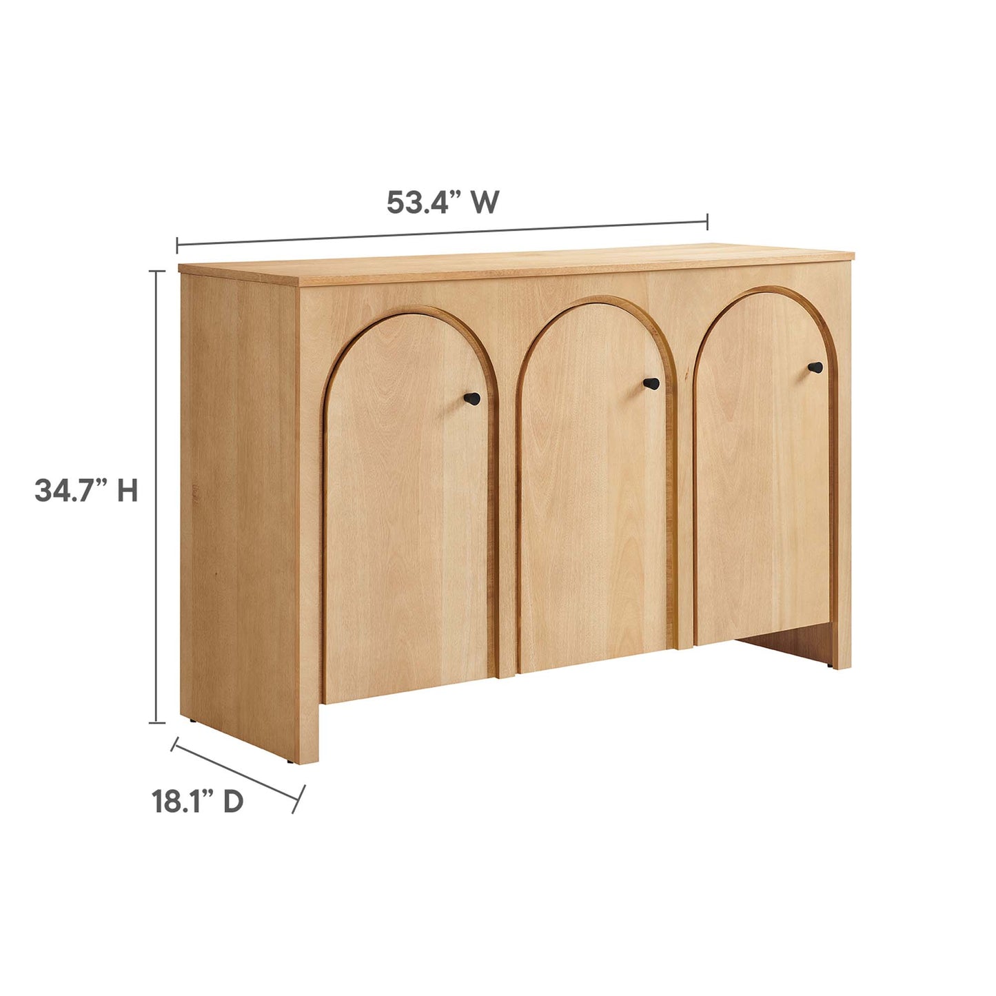 Appia 3-Door Arched Door Sideboard Storage Cabinet by Modway EEI-6536-OAK