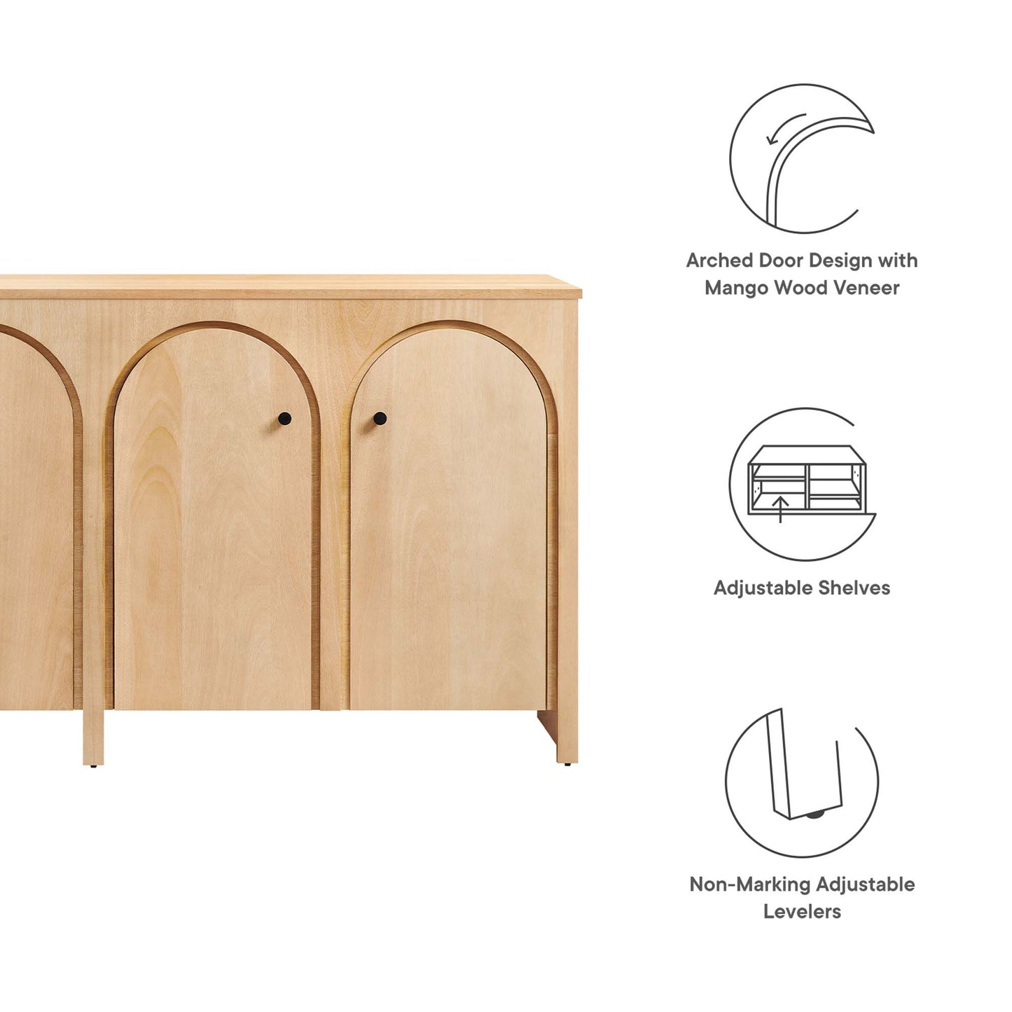 Appia Wood Grain 4-Door Sideboard Storage Cabinet by Modway EEI-6538-OAK