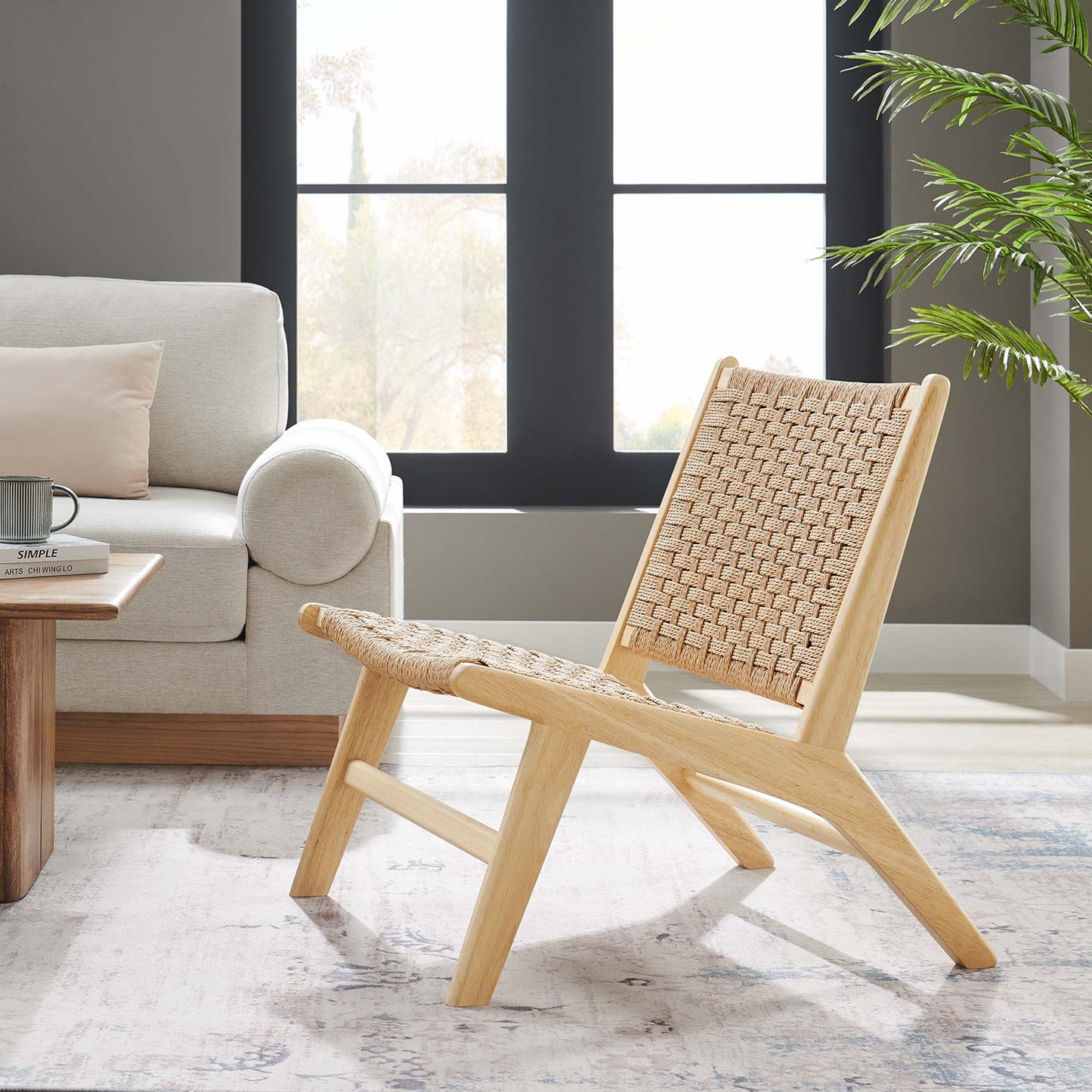 Saoirse Woven Rope Wood Accent Lounge Chair by Modway