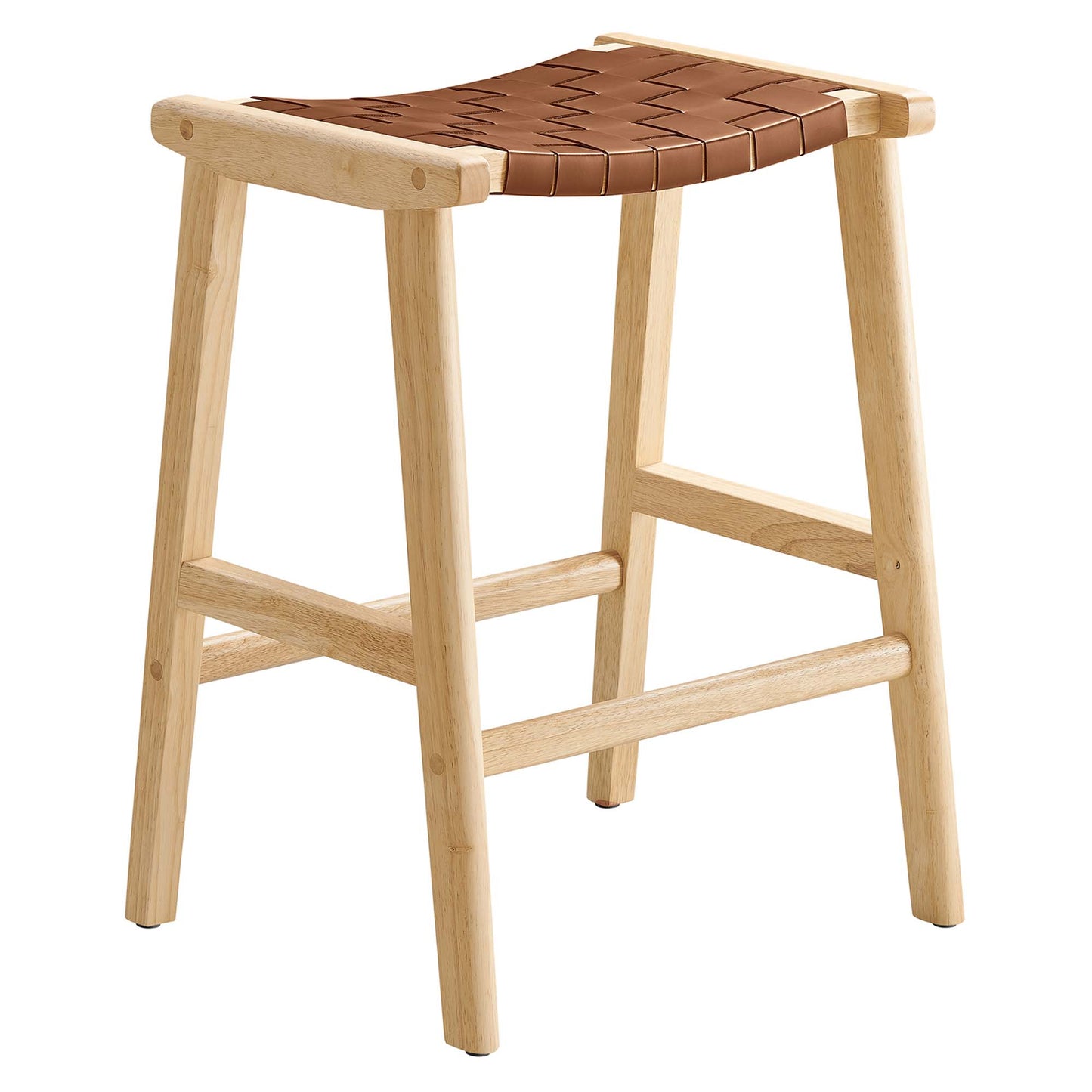 Saoirse Faux Leather Wood Counter Stool Set of 2 by Modway EEI-6547-NAT-BRN