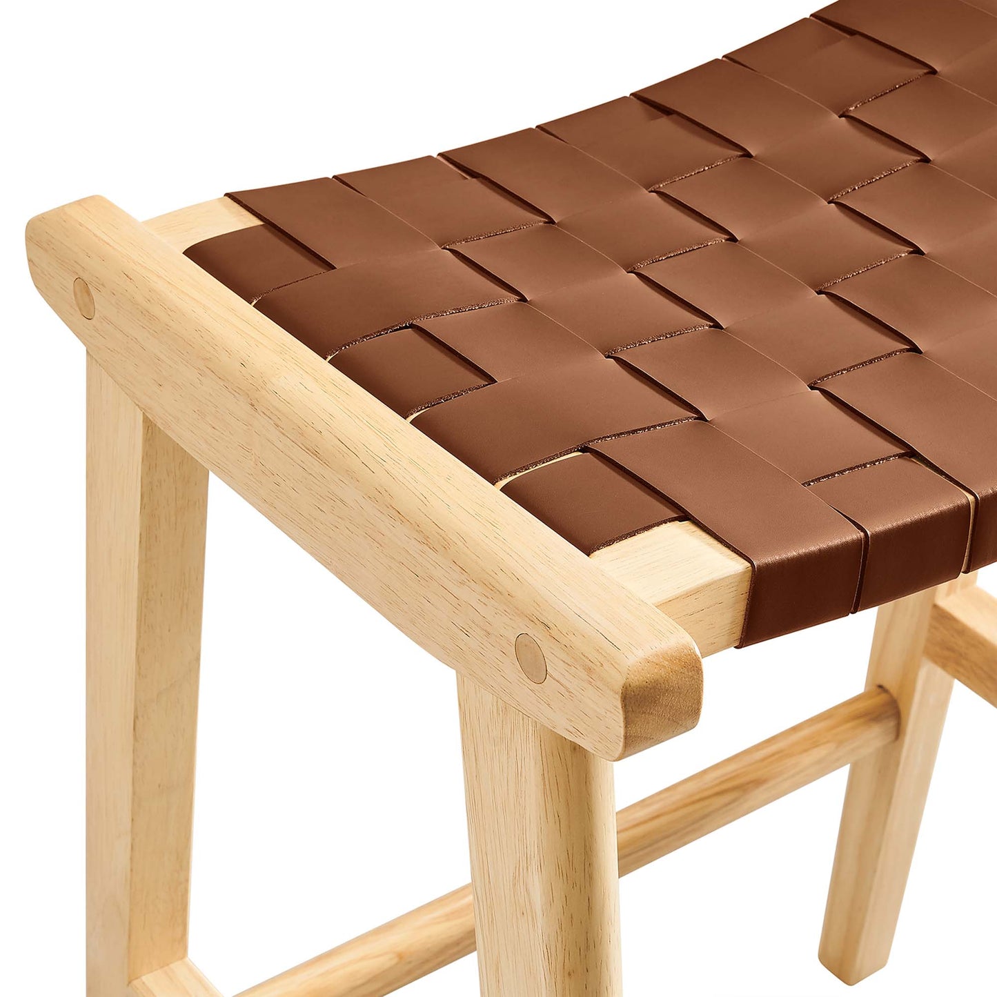 Saoirse Faux Leather Wood Counter Stool Set of 2 by Modway EEI-6547-NAT-BRN