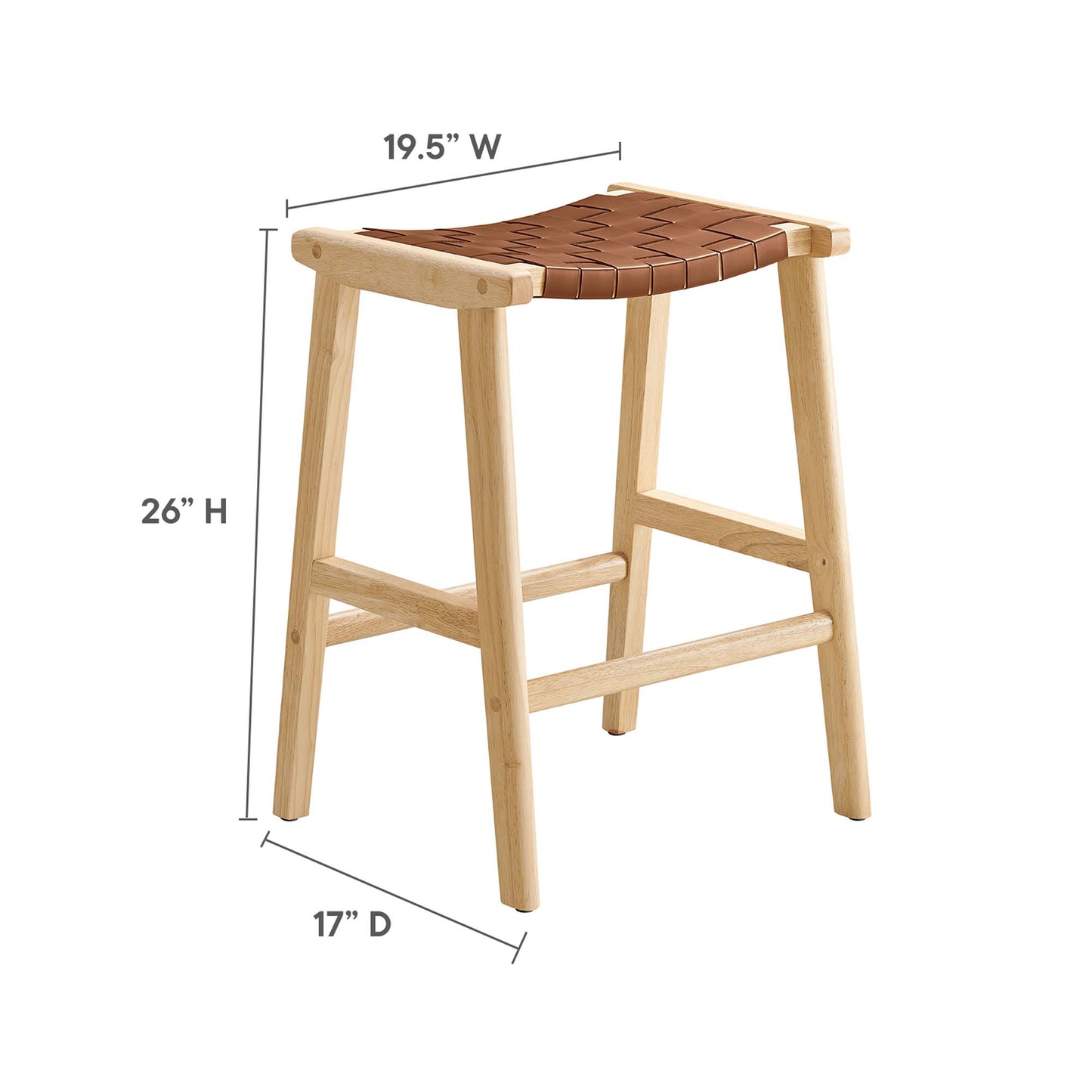 Saoirse Faux Leather Wood Counter Stool Set of 2 by Modway EEI-6547-NAT-BRN