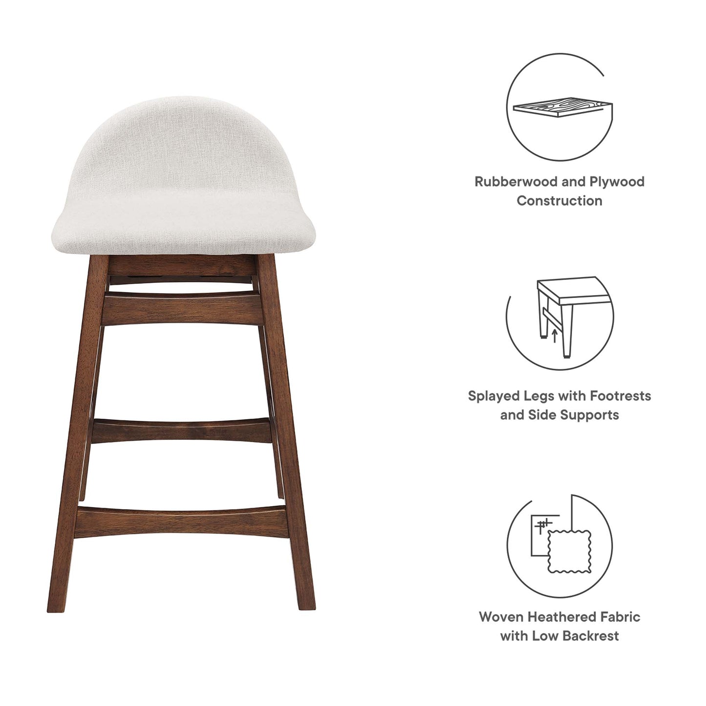 Juno Wood Counter Stool Set of 2 by Modway EEI-6555-HEI