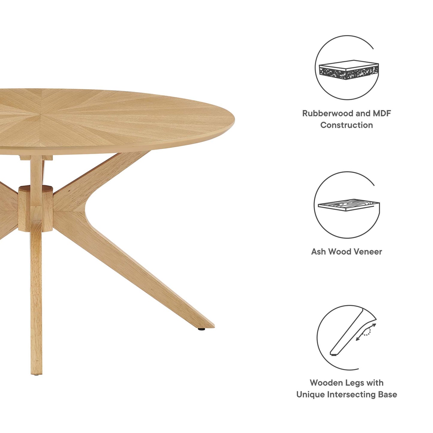 Crossroads Round Wood Coffee Table by Modway EEI-6557-OAK