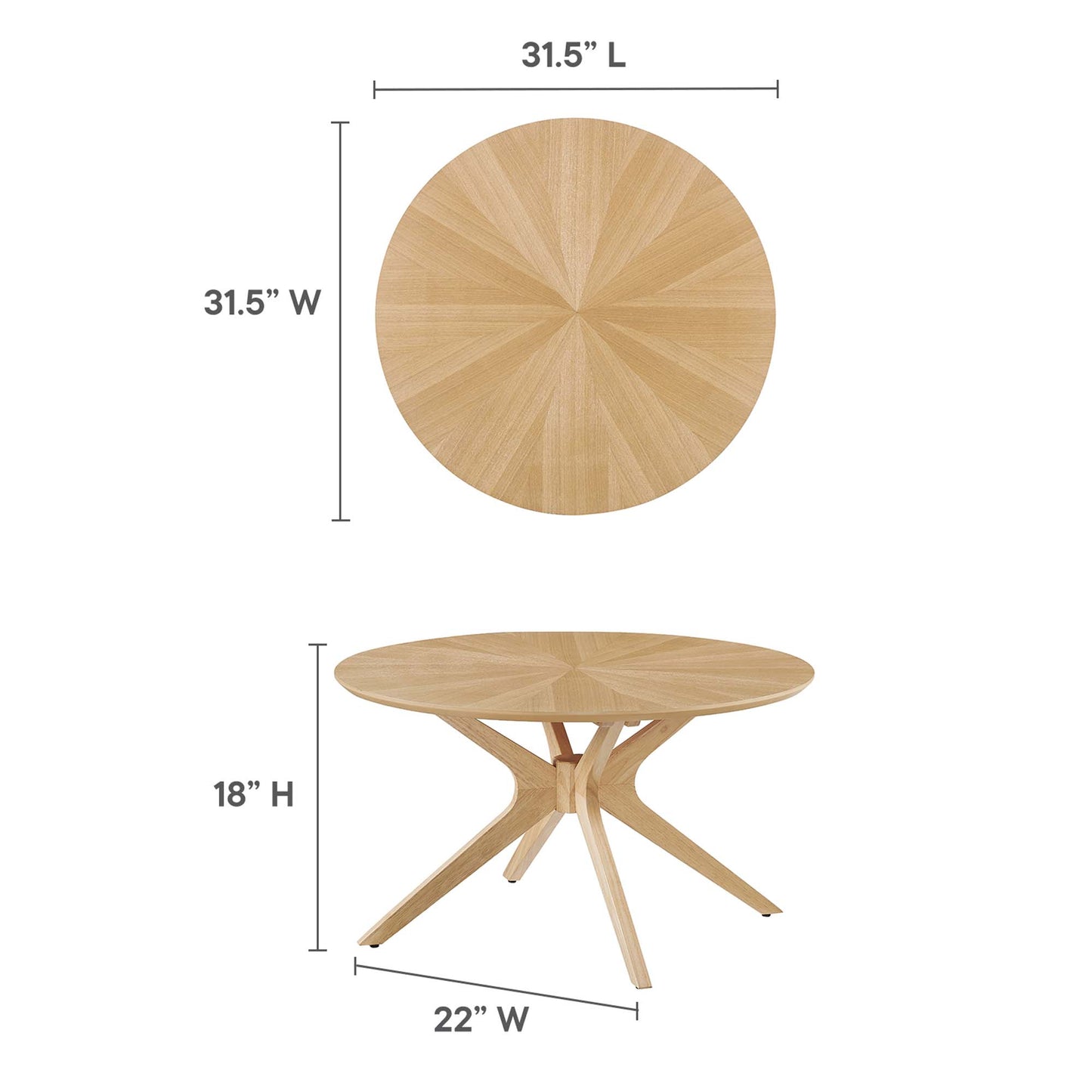 Crossroads Round Wood Coffee Table by Modway EEI-6557-OAK