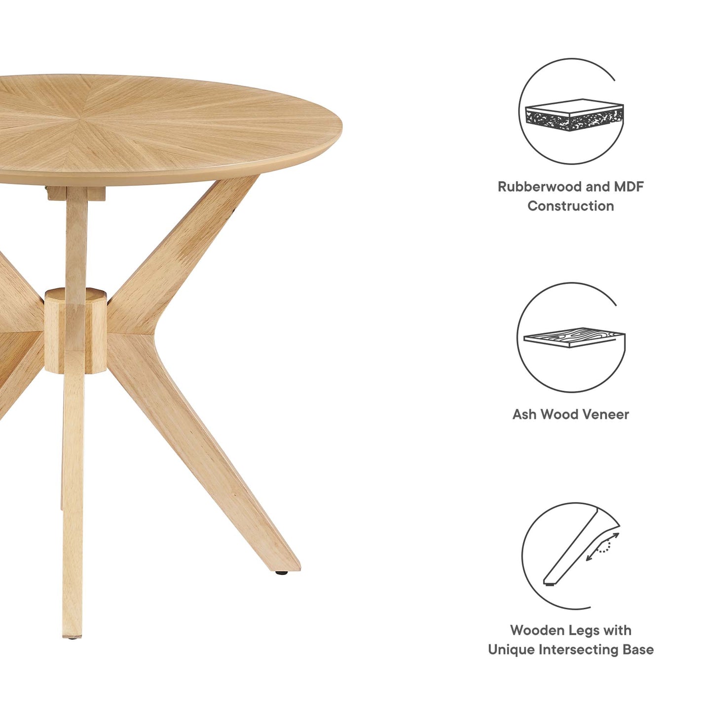 Crossroads 24” Round Wood Side Table by Modway EEI-6558-OAK