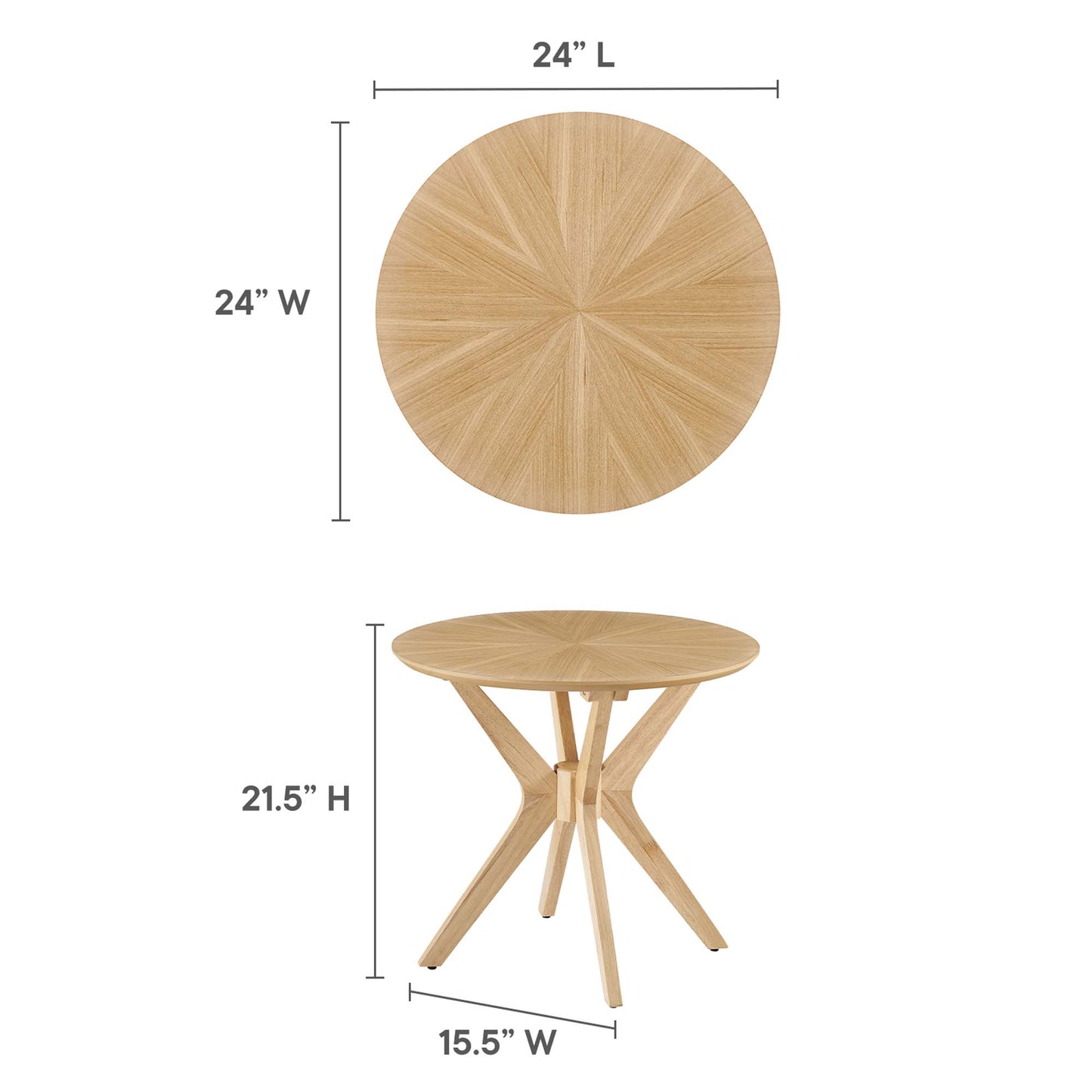 Crossroads 24” Round Wood Side Table by Modway EEI-6558-OAK
