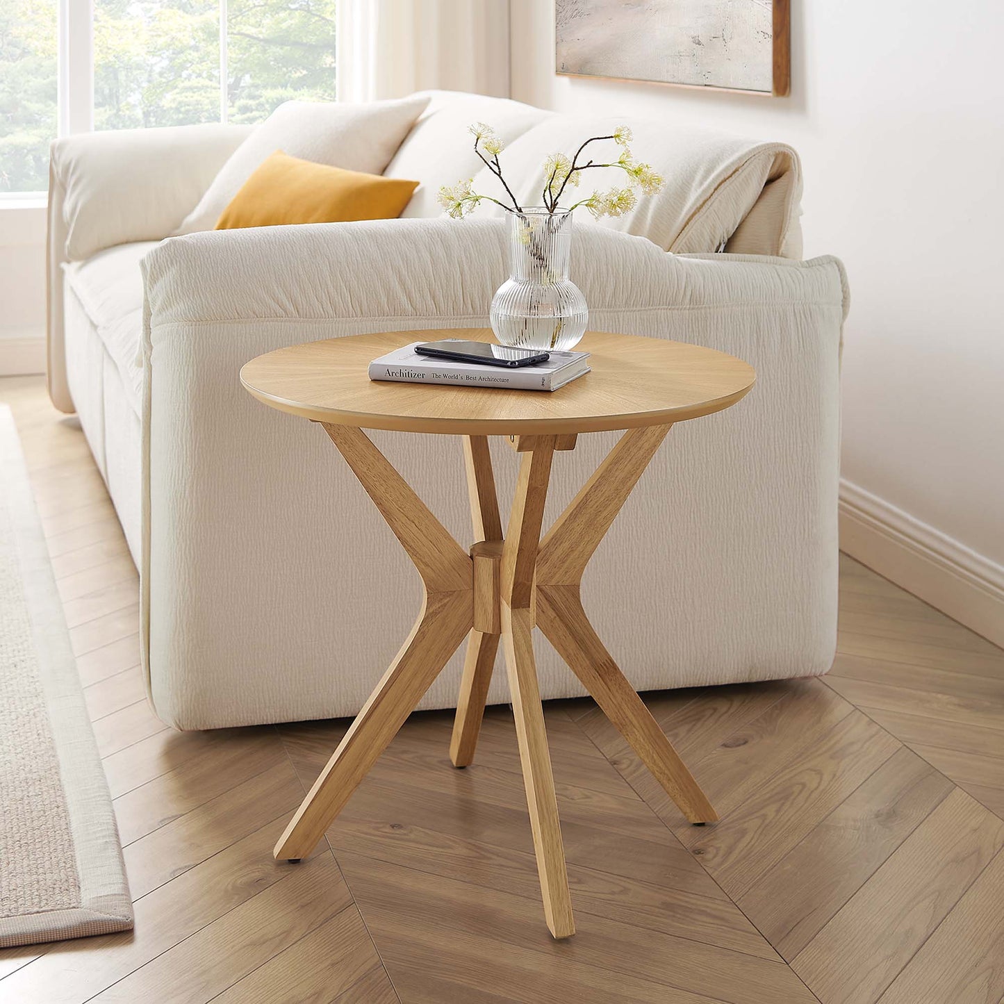 Crossroads 24” Round Wood Side Table by Modway EEI-6558-OAK