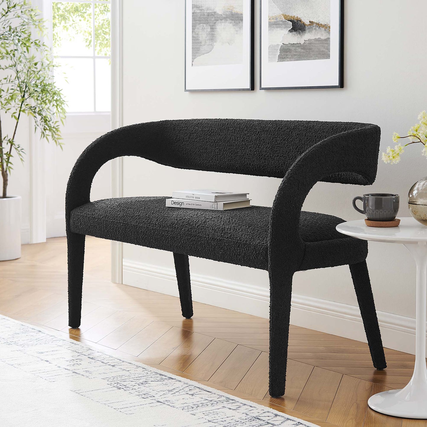 Pinnacle Boucle Fabric Accent Bench by Modway