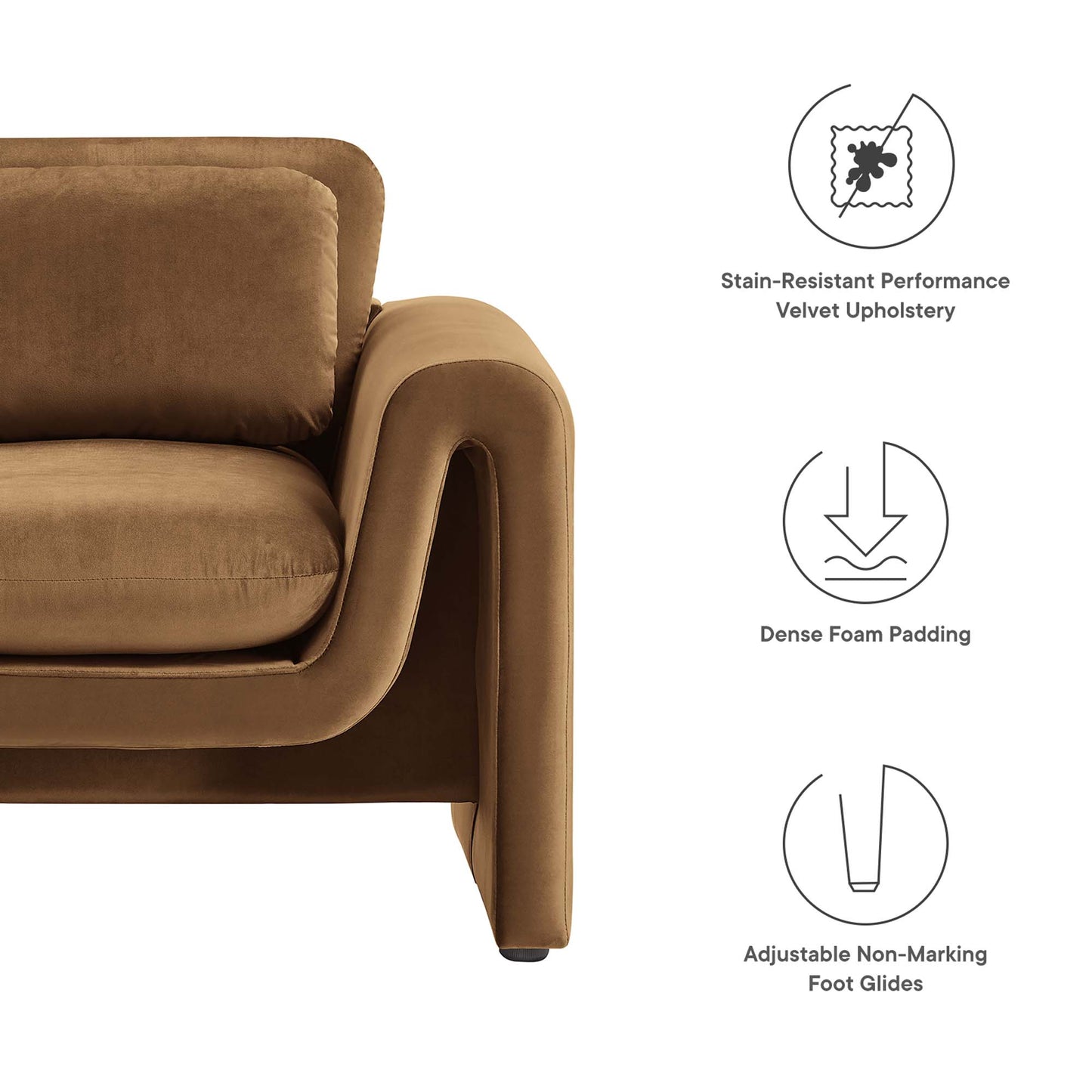 Waverly Performance Velvet Armchair by Modway EEI-6576-BRN