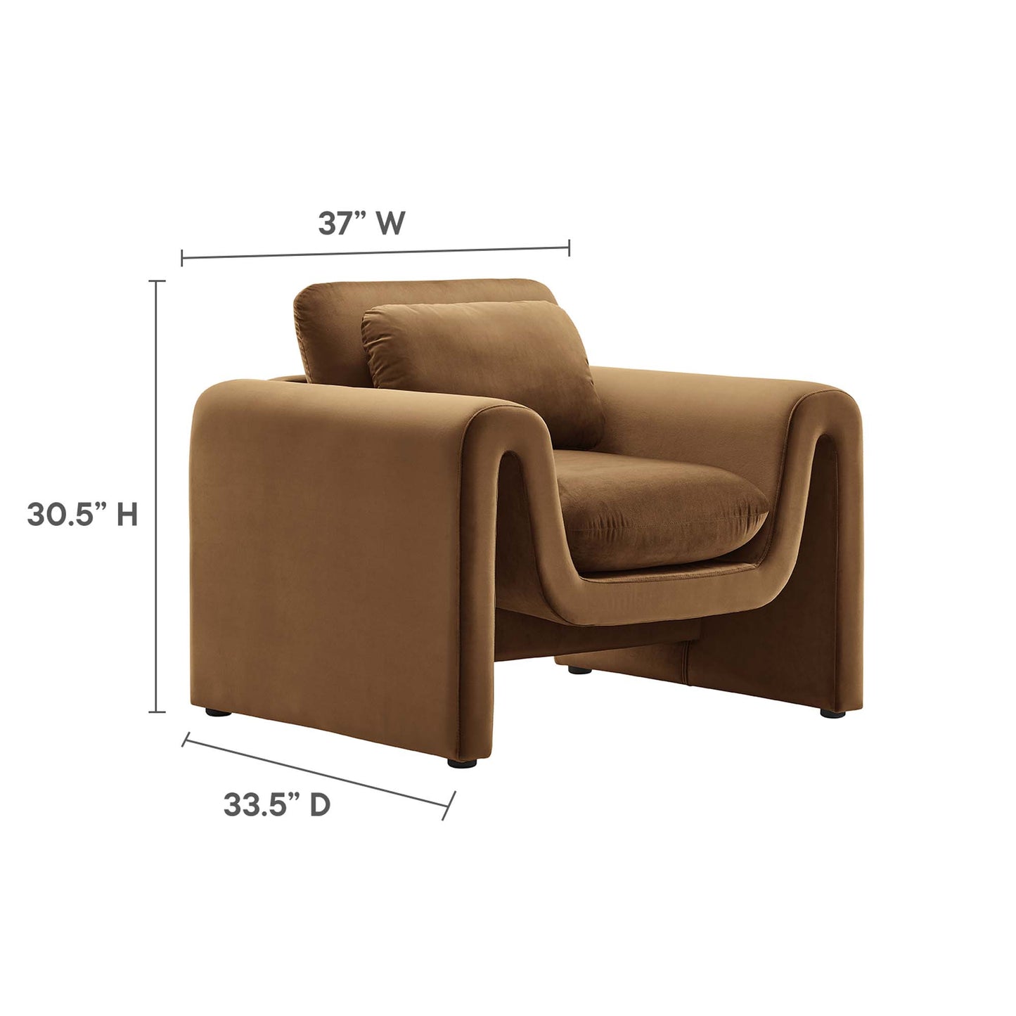 Waverly Performance Velvet Armchair by Modway EEI-6576-BRN