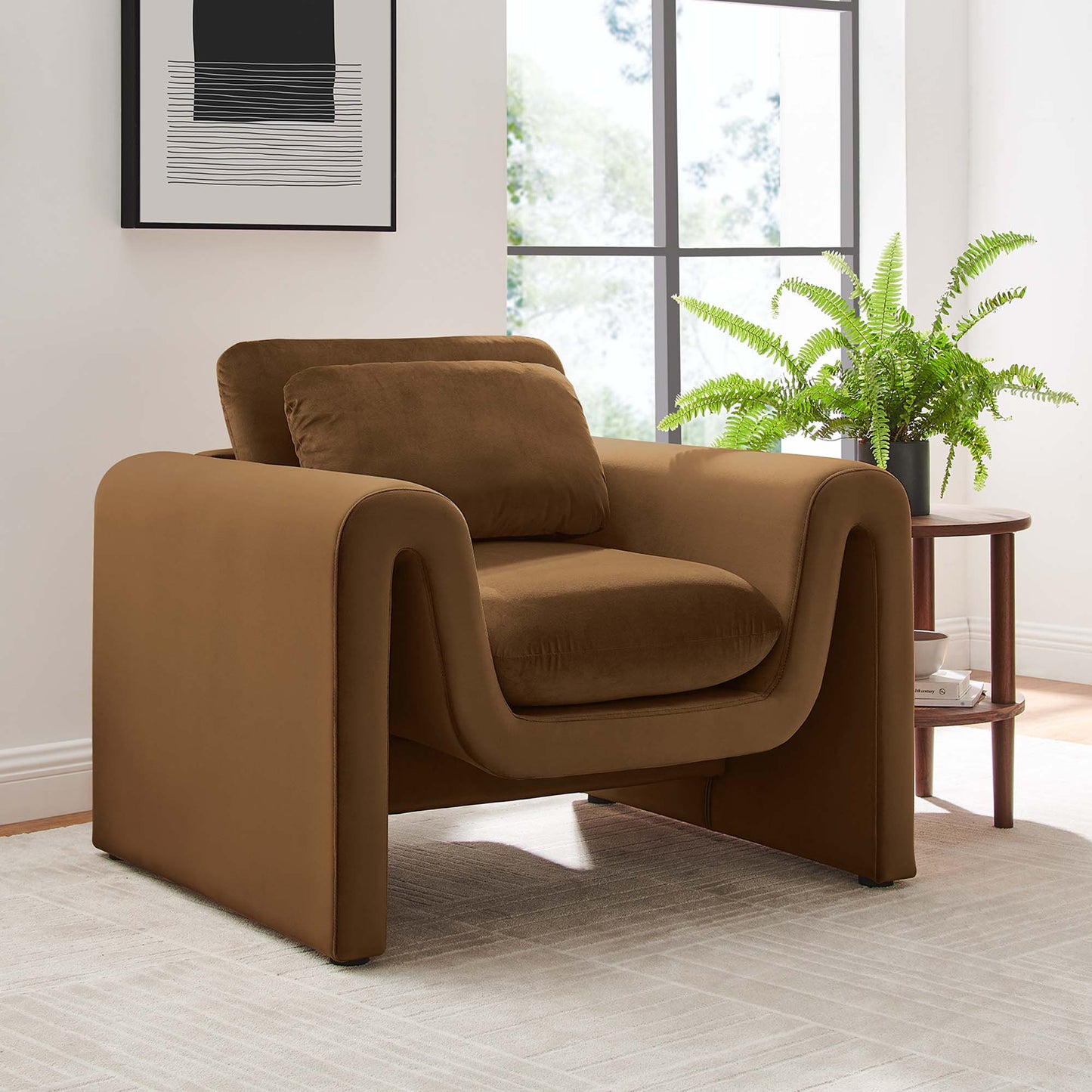 Waverly Performance Velvet Armchair by Modway EEI-6576-BRN