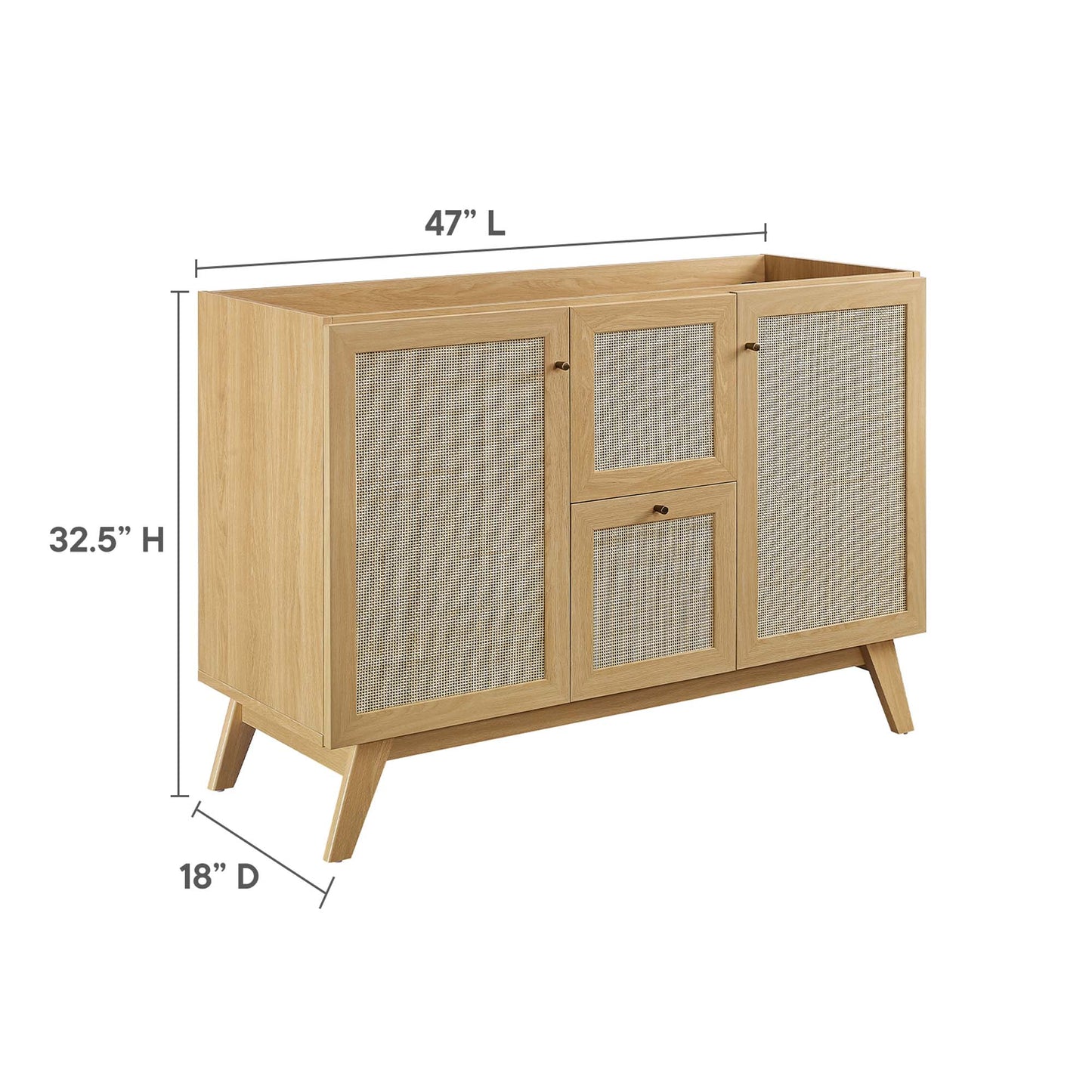 Soma 48” Single or Double Sink Compatible Bathroom Vanity Cabinet (Sink Basin Not Included) by Modway EEI-6589-OAK