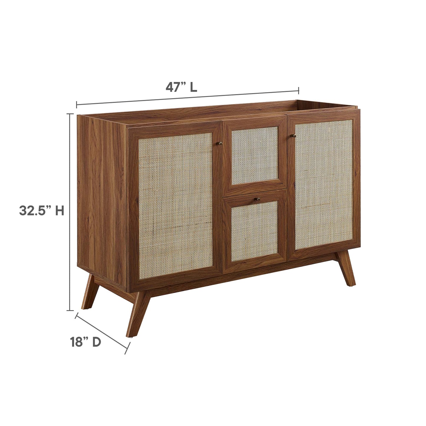 Soma 48” Single or Double Sink Compatible Bathroom Vanity Cabinet (Sink Basin Not Included) by Modway EEI-6589-WAL