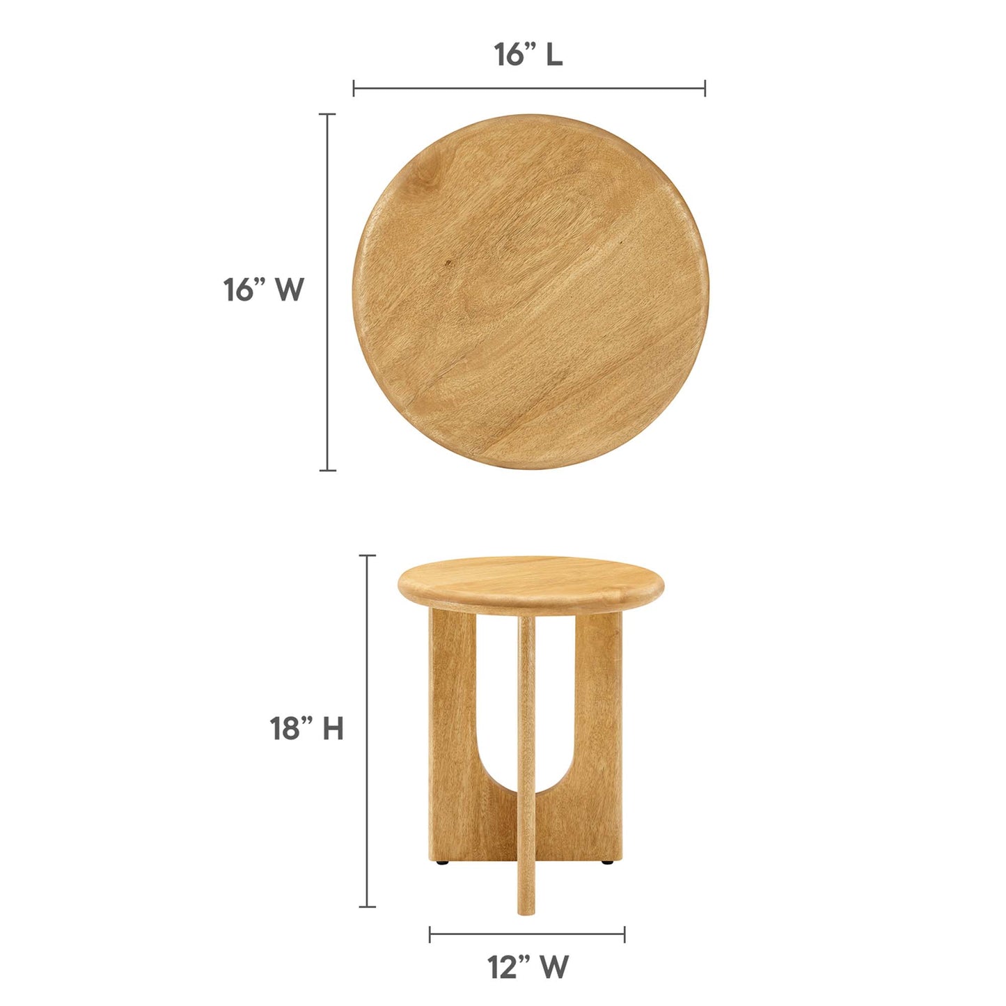 Rivian Round Side Table by Modway EEI-6595-OAK
