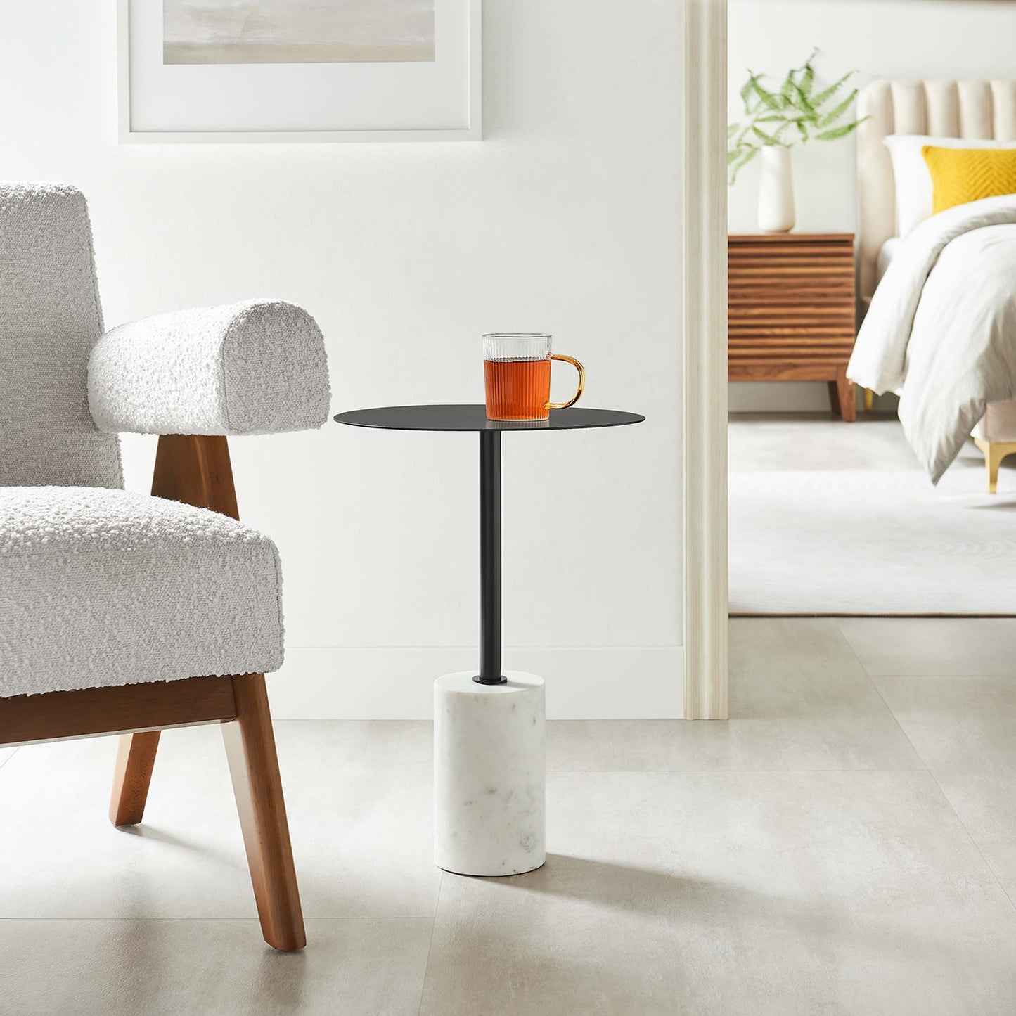 Lyric Round Side Table by Modway EEI-6605-WHI-BLK