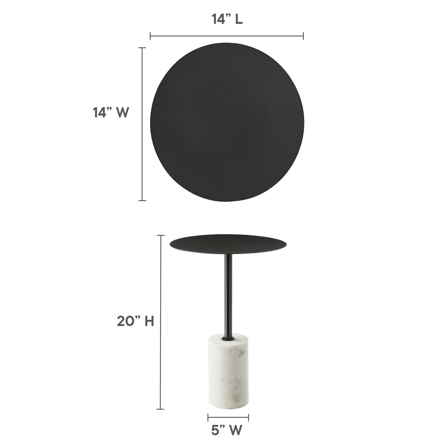 Lyric Round Side Table by Modway EEI-6605-WHI-BLK
