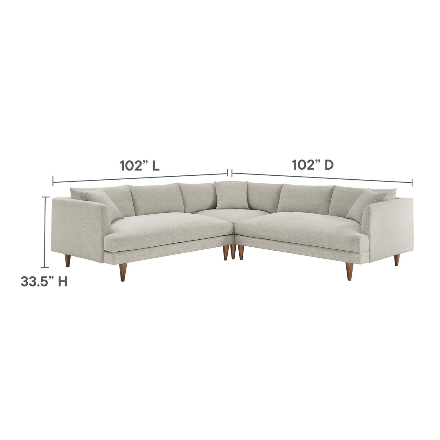 Zoya 3 Piece Down Filled Overstuffed Sectional Sofa by Modway EEI-6613-HEI