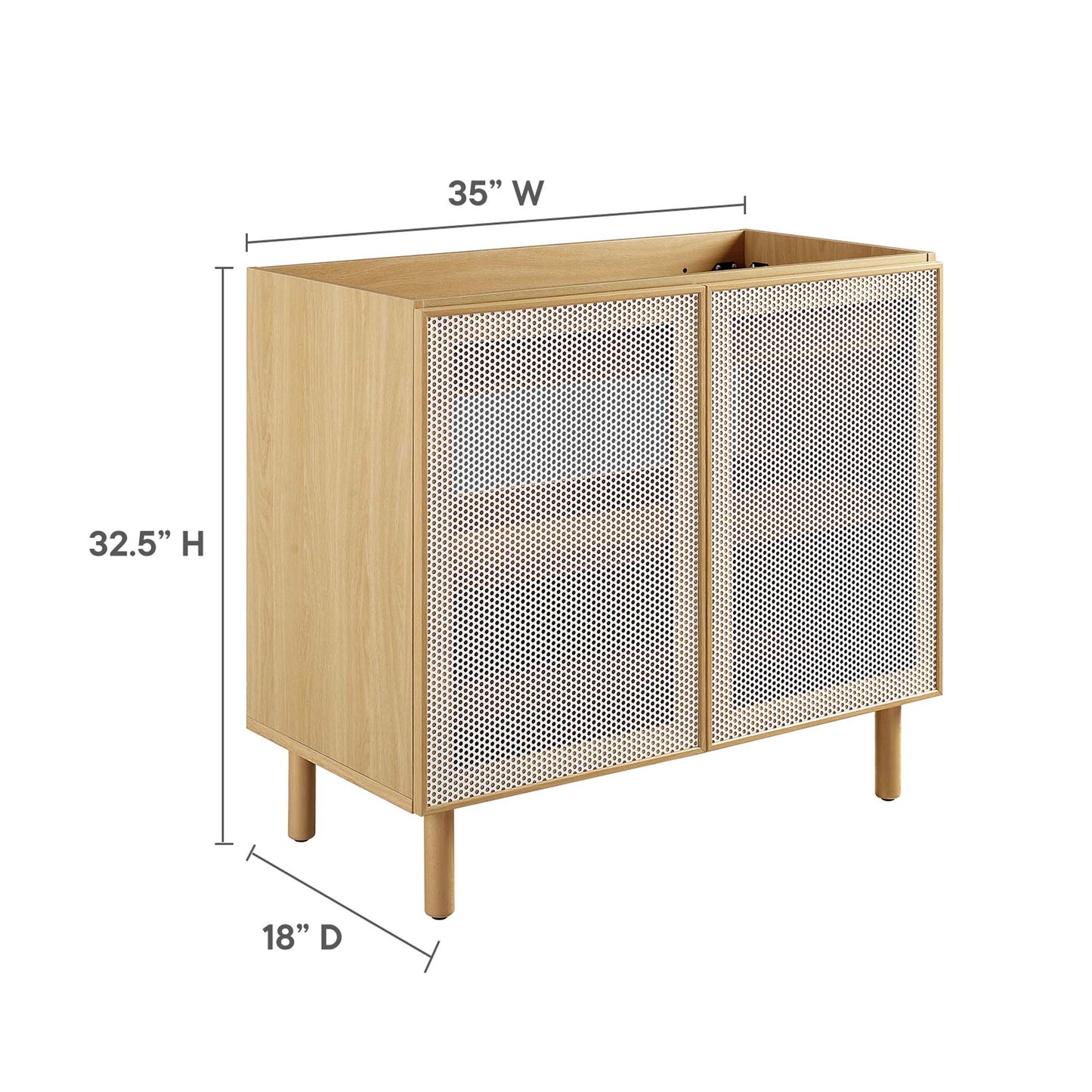 Calla 36" Perforated Metal Bathroom Vanity Cabinet (Sink Basin Not Included) by Modway