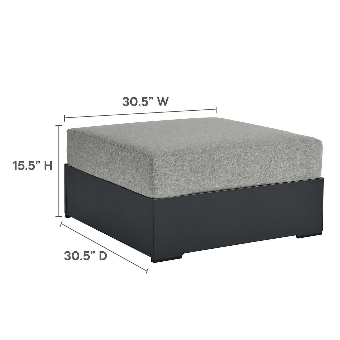 Tahoe Outdoor Patio Powder-Coated Aluminum Ottoman by Modway EEI-6627-GRY-GRY