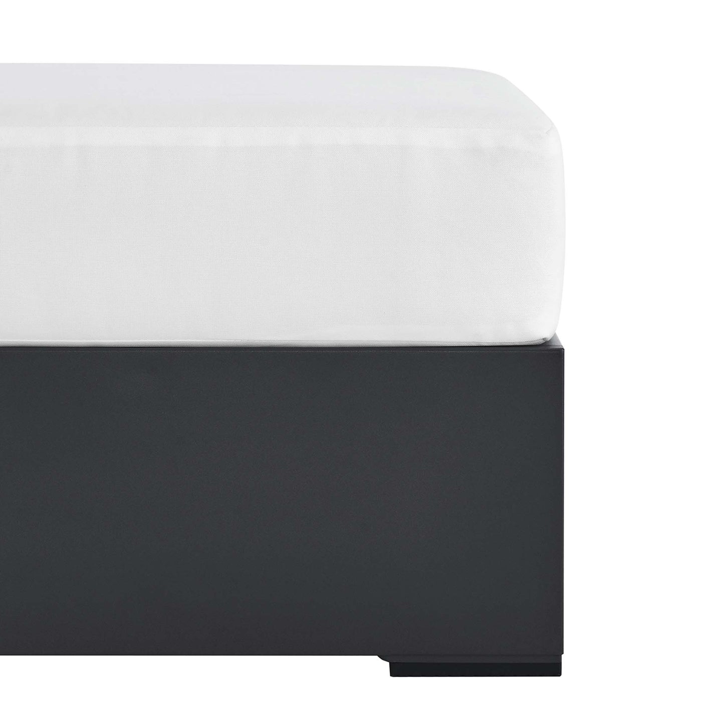 Tahoe Outdoor Patio Powder-Coated Aluminum Ottoman by Modway EEI-6627-GRY-WHI