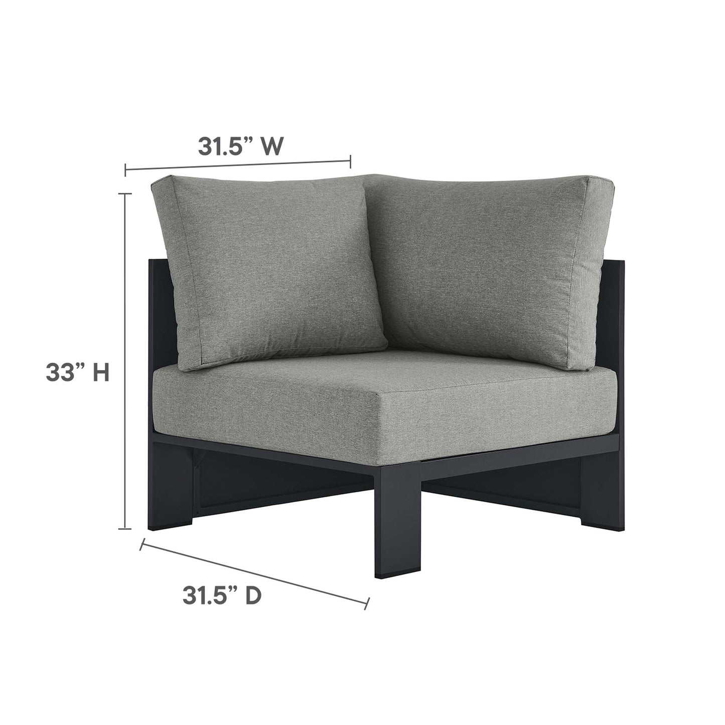 Tahoe Outdoor Patio Powder-Coated Aluminum Modular Corner Chair by Modway EEI-6631-GRY-GRY