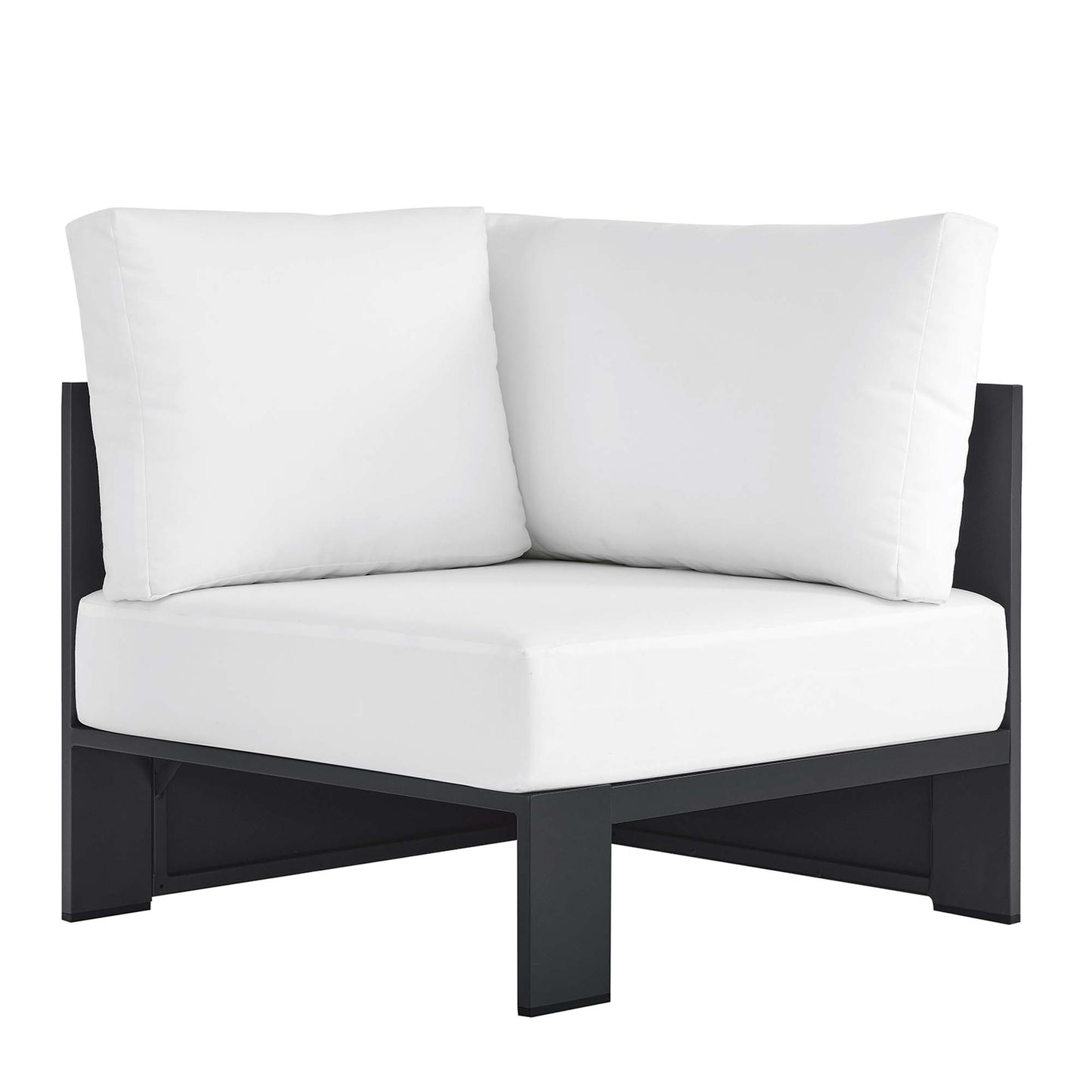 Tahoe Outdoor Patio Powder-Coated Aluminum Modular Corner Chair by Modway EEI-6631-GRY-WHI
