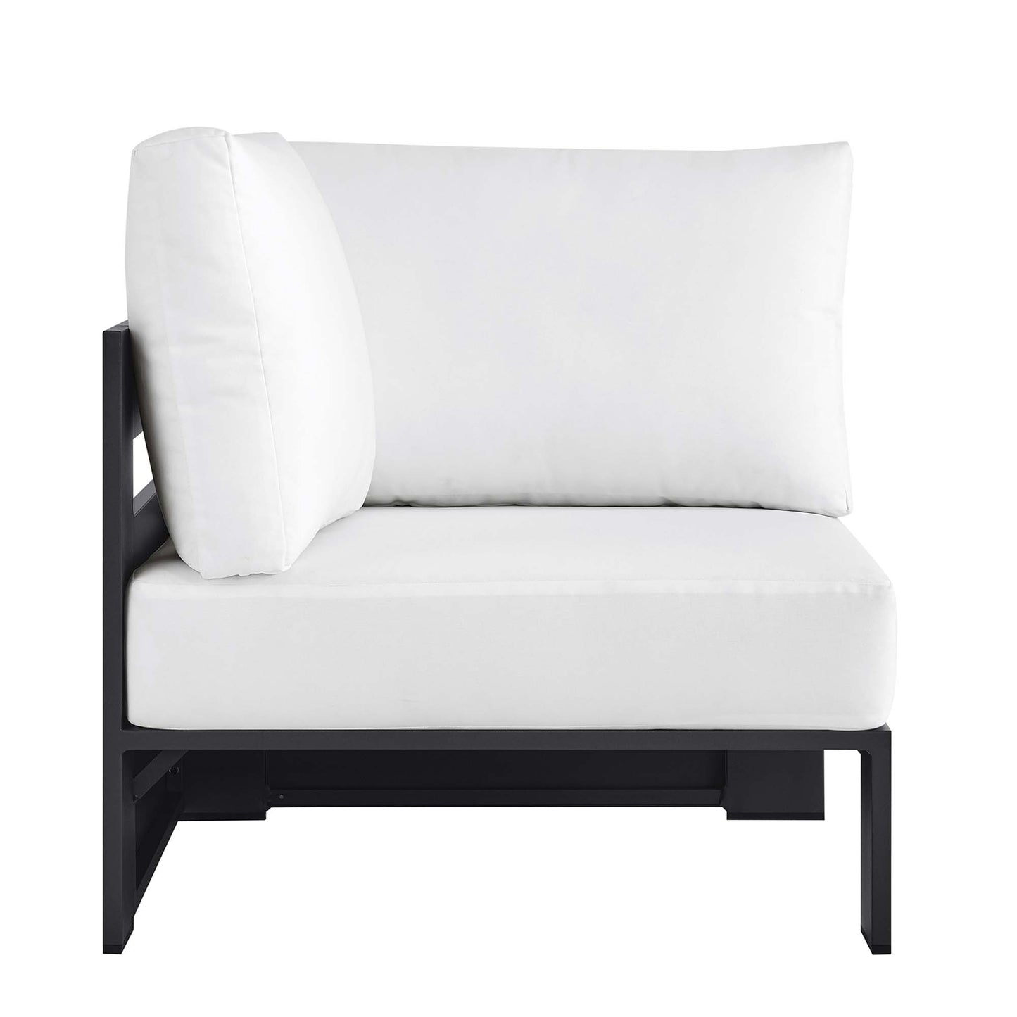 Tahoe Outdoor Patio Powder-Coated Aluminum Modular Corner Chair by Modway EEI-6631-GRY-WHI