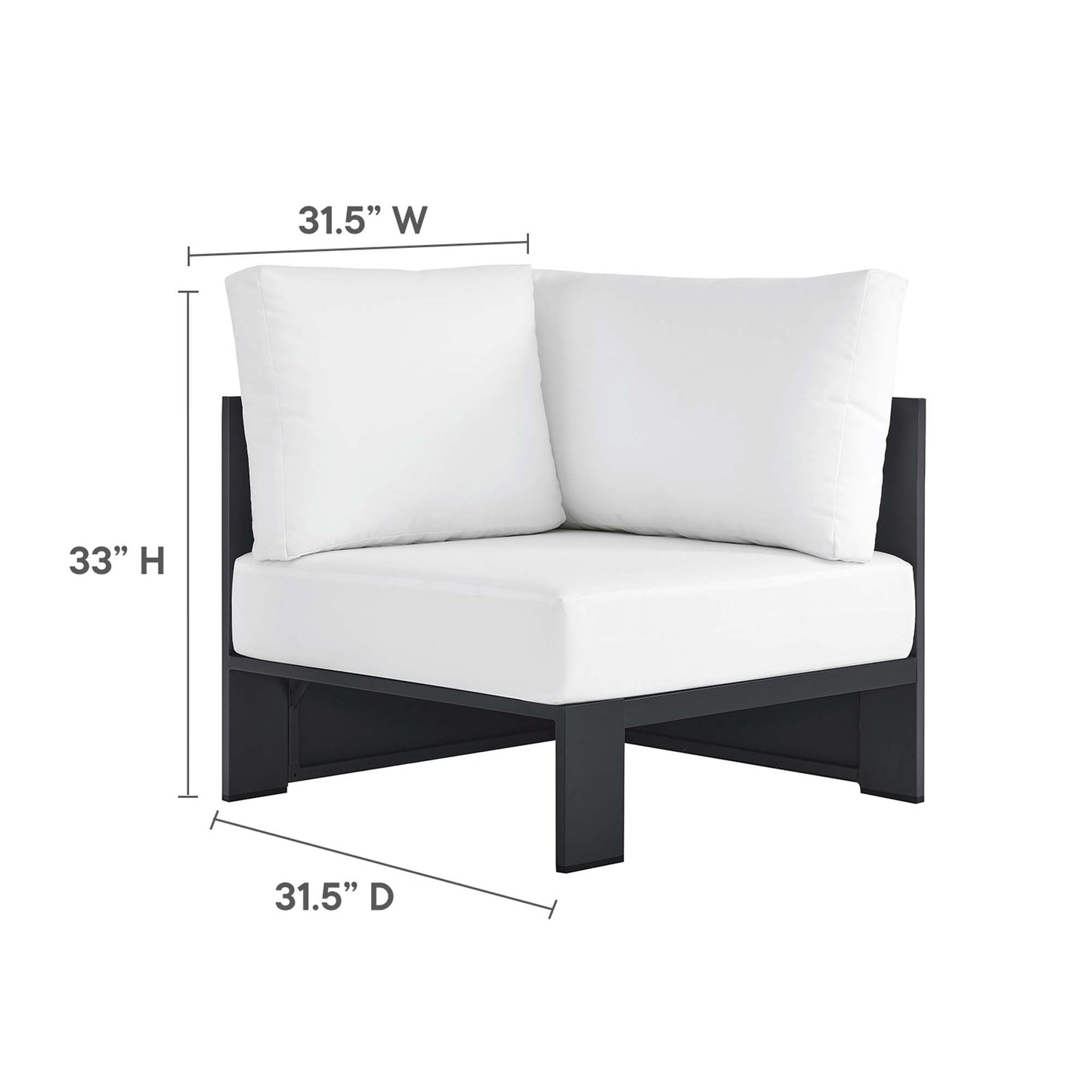 Tahoe Outdoor Patio Powder-Coated Aluminum Modular Corner Chair by Modway EEI-6631-GRY-WHI