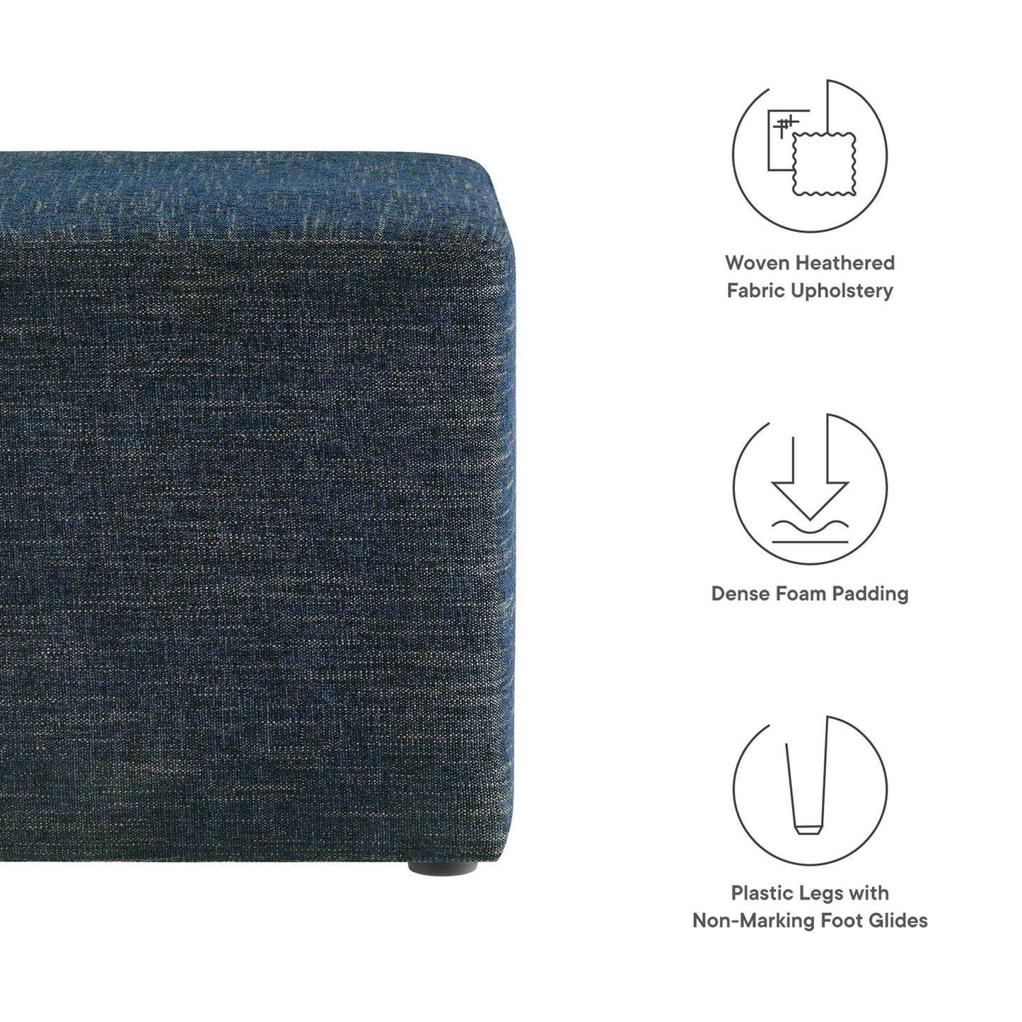 Callum 17" Square Woven Heathered Fabric Upholstered Ottoman by Modway