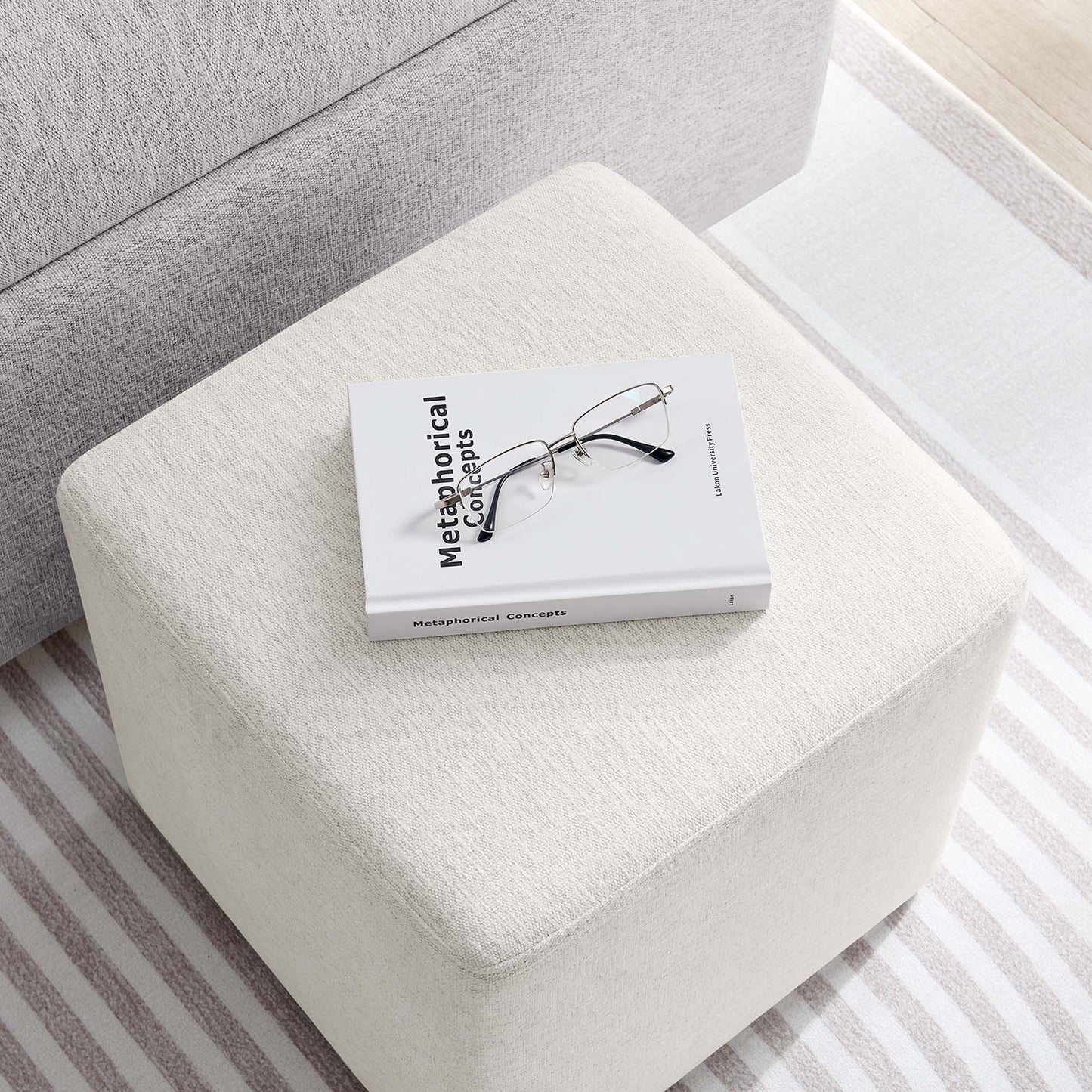 Callum 17" Square Woven Heathered Fabric Upholstered Ottoman by Modway EEI-6636-HEI
