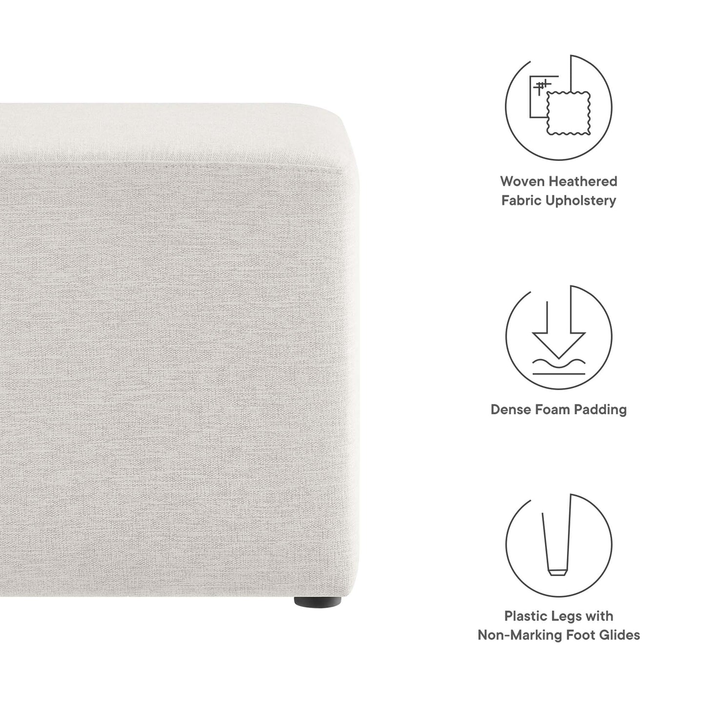 Callum 17" Square Woven Heathered Fabric Upholstered Ottoman by Modway EEI-6636-HEI