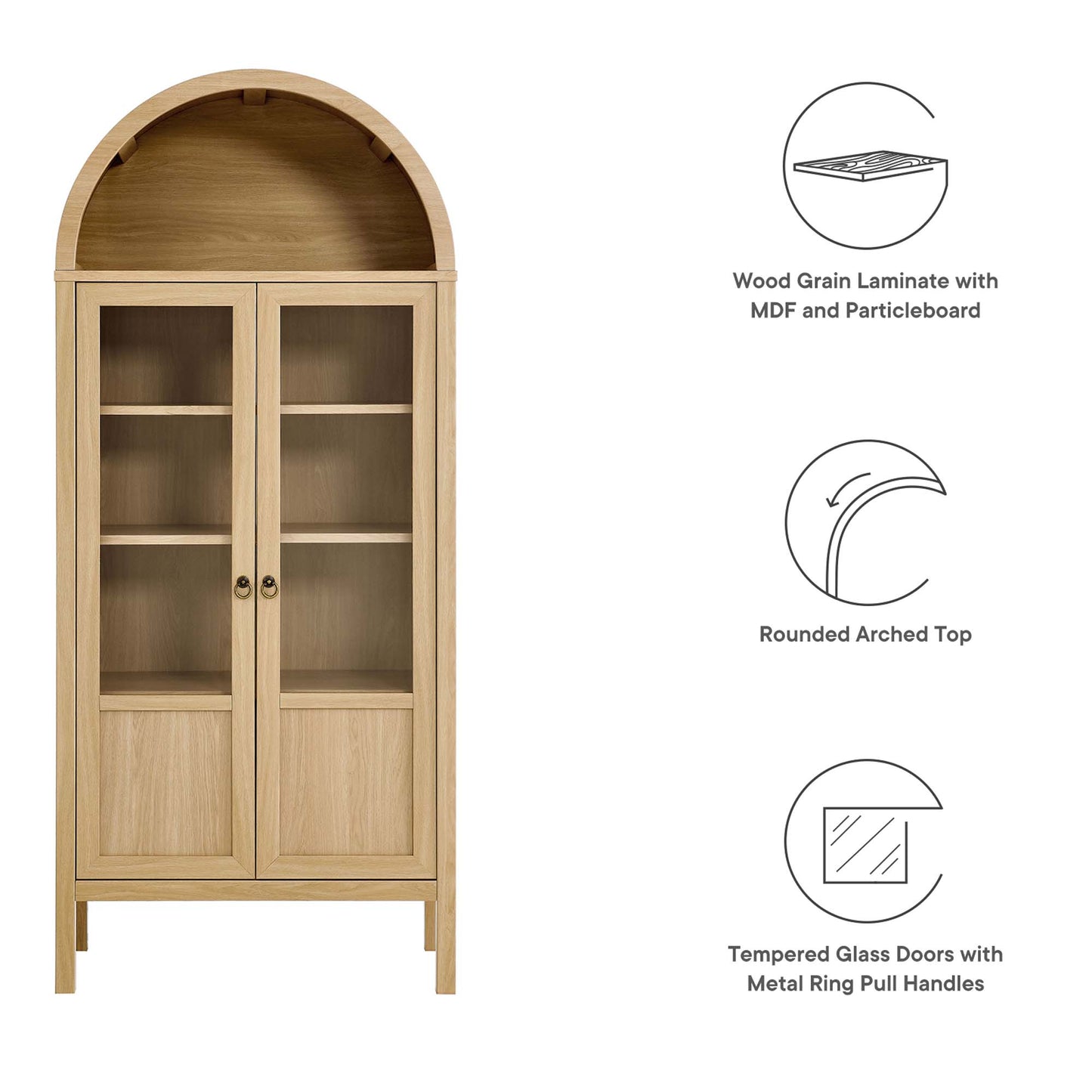 Tessa Tall Arched Storage Display Cabinet by Modway EEI-6638-OAK