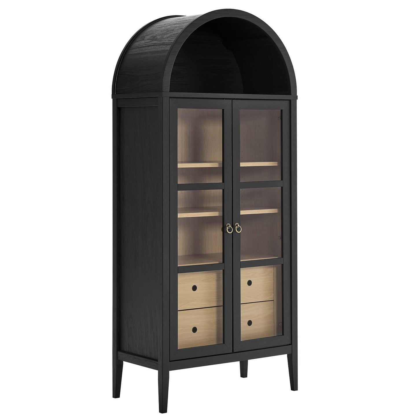 Nolan Tall Arched Storage Display Cabinet by Modway EEI-6639-BLK-OAK