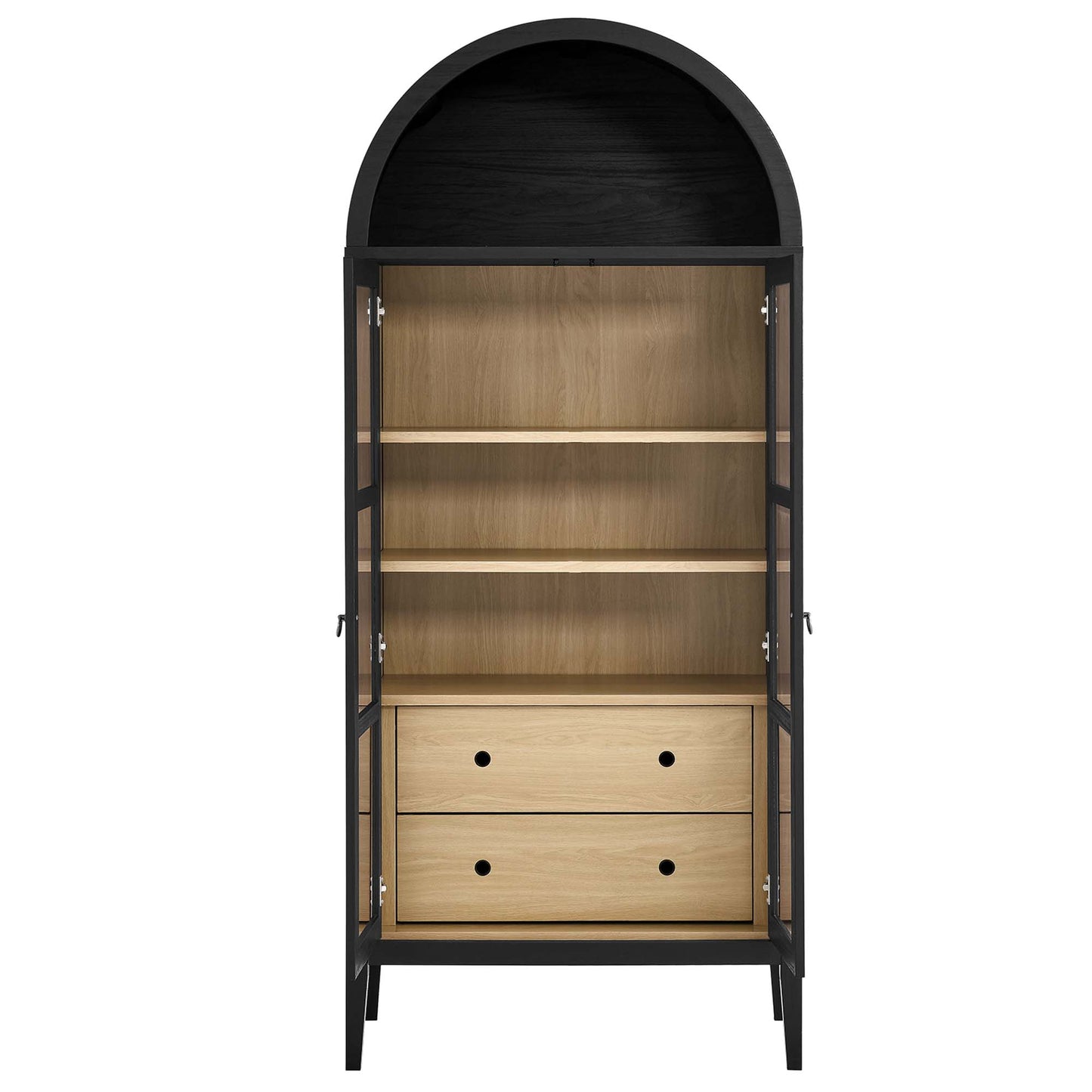 Nolan Tall Arched Storage Display Cabinet by Modway EEI-6639-BLK-OAK